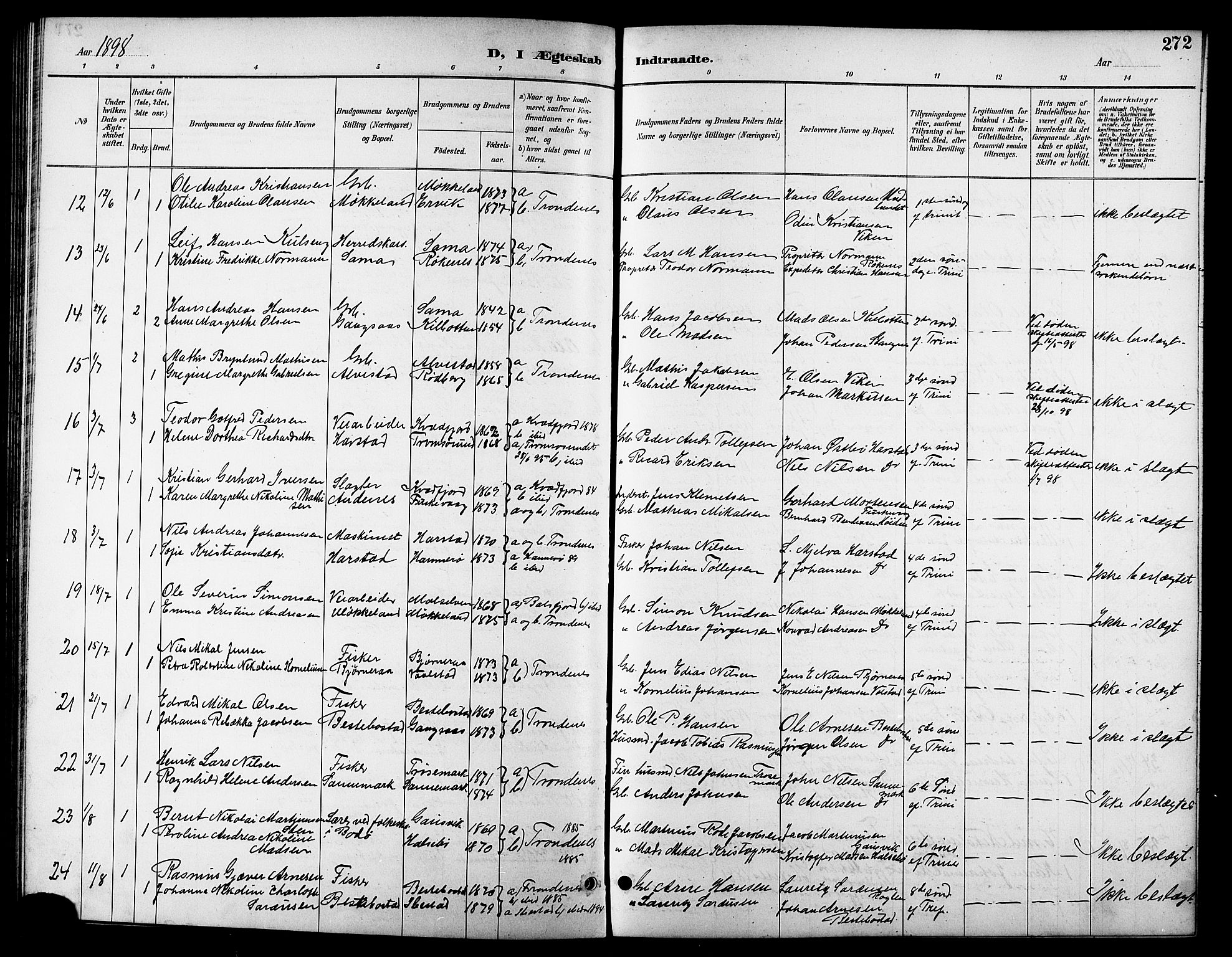 Trondenes sokneprestkontor, AV/SATØ-S-1319/H/Hb/L0011klokker: Klokkerbok nr. 11, 1891-1906, s. 272
