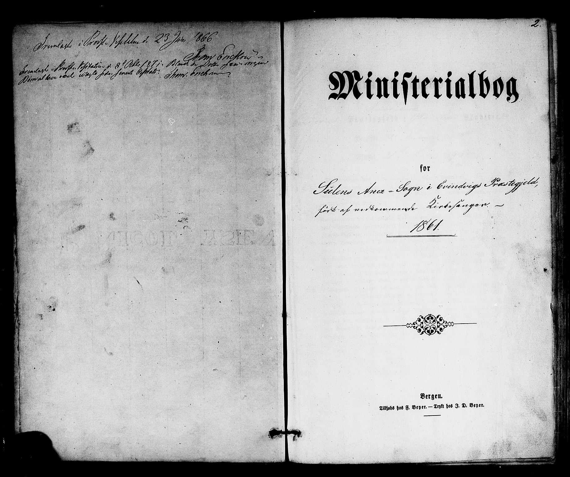 Solund sokneprestembete, SAB/A-81401: Klokkerbok nr. A 1, 1860-1893, s. 2