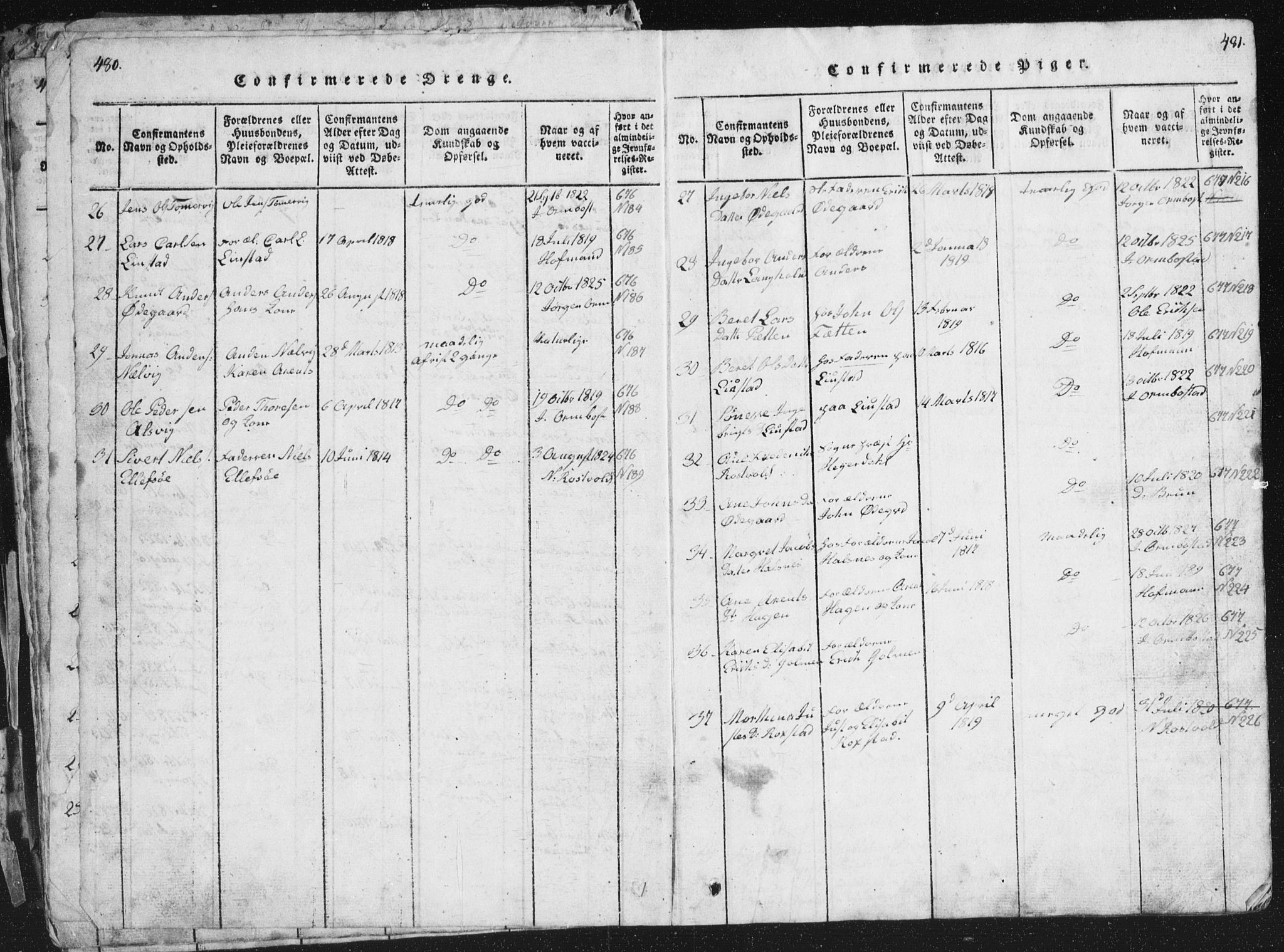 Ministerialprotokoller, klokkerbøker og fødselsregistre - Møre og Romsdal, AV/SAT-A-1454/581/L0942: Klokkerbok nr. 581C00, 1820-1836, s. 480-481