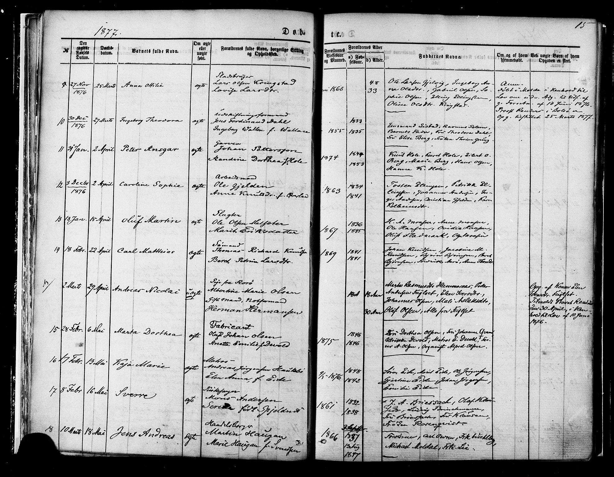 Ministerialprotokoller, klokkerbøker og fødselsregistre - Møre og Romsdal, SAT/A-1454/558/L0691: Ministerialbok nr. 558A05, 1873-1886, s. 15