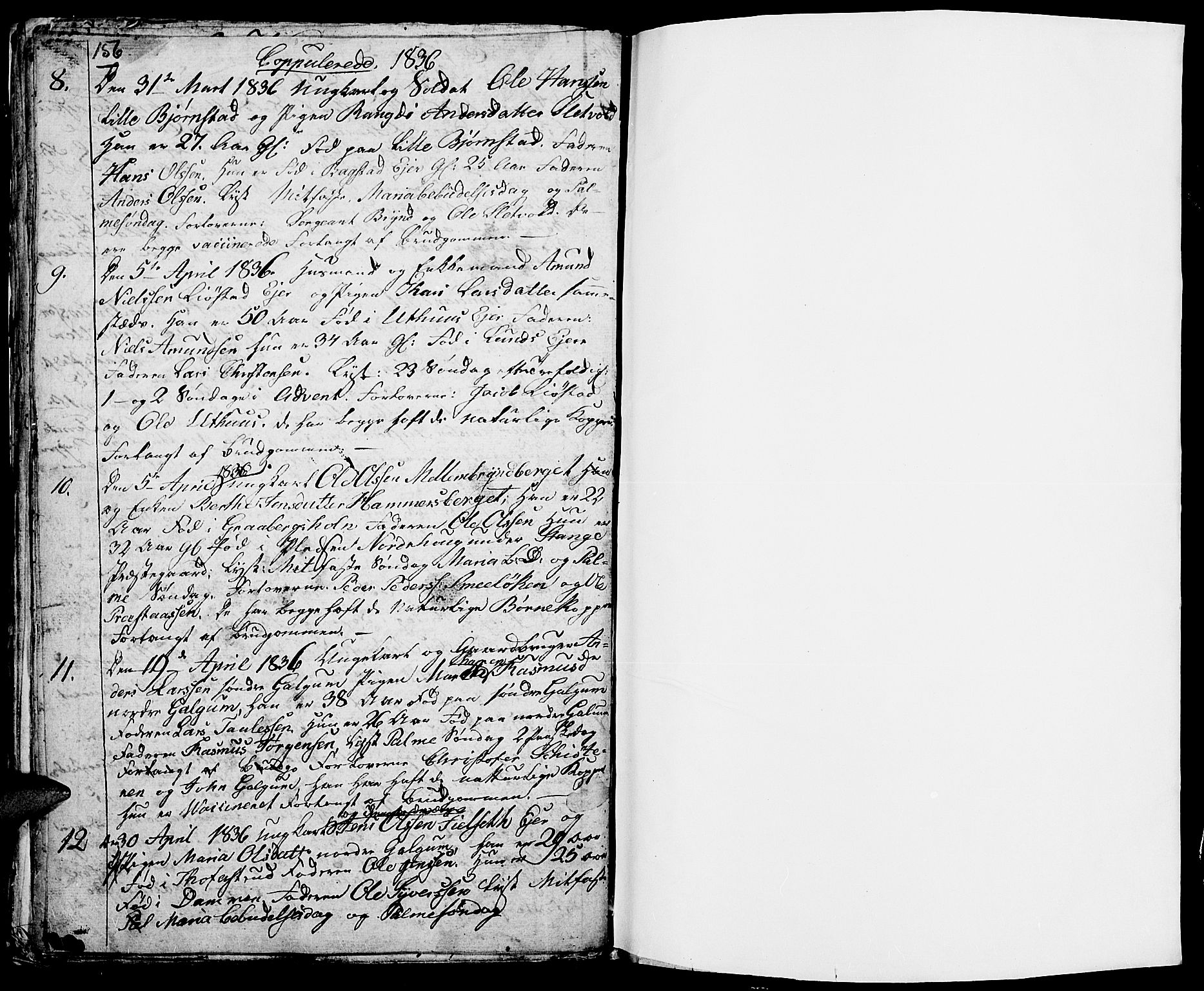 Romedal prestekontor, AV/SAH-PREST-004/L/L0007: Klokkerbok nr. 7, 1831-1837, s. 156-157