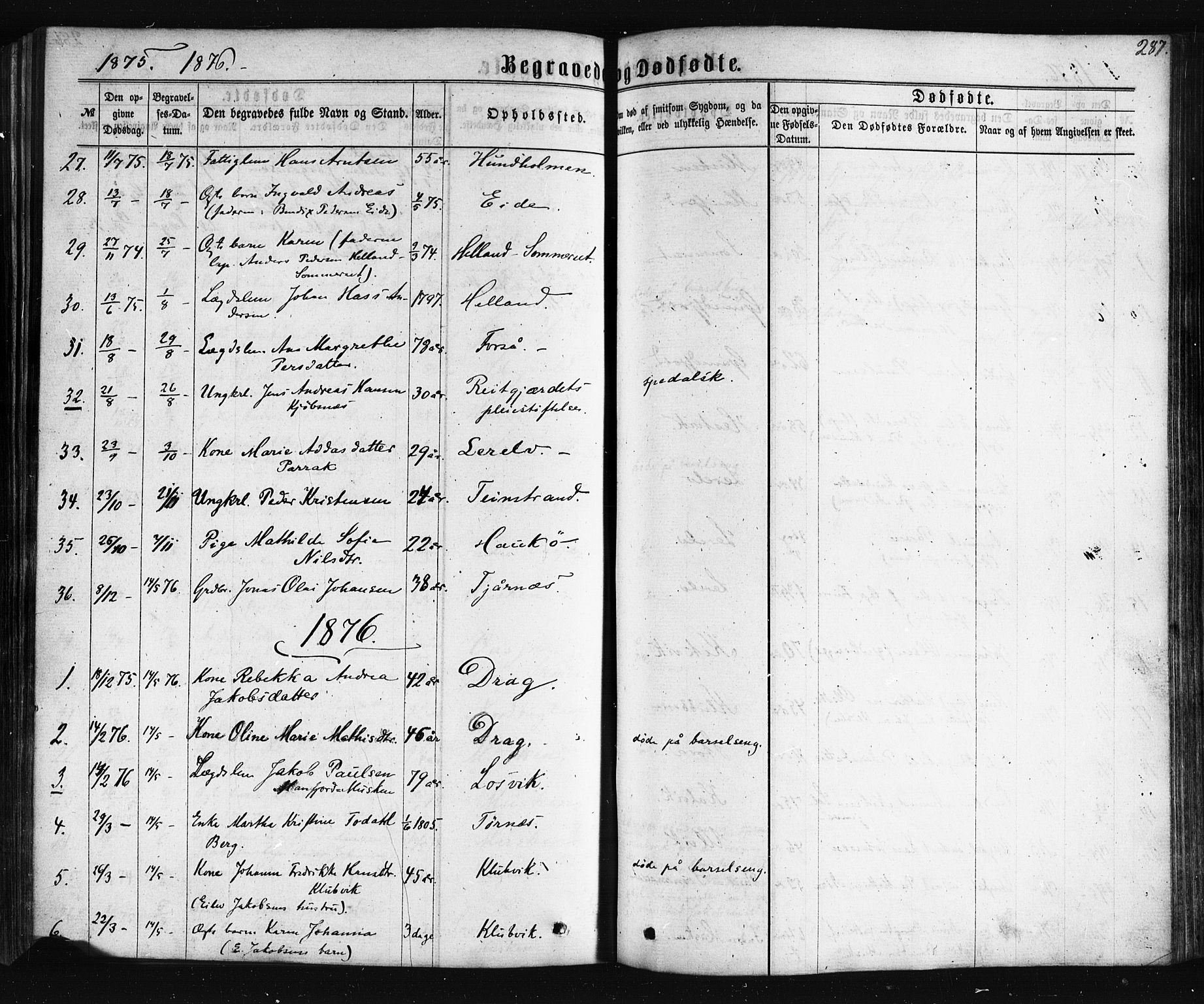Ministerialprotokoller, klokkerbøker og fødselsregistre - Nordland, AV/SAT-A-1459/861/L0867: Ministerialbok nr. 861A02, 1864-1878, s. 287