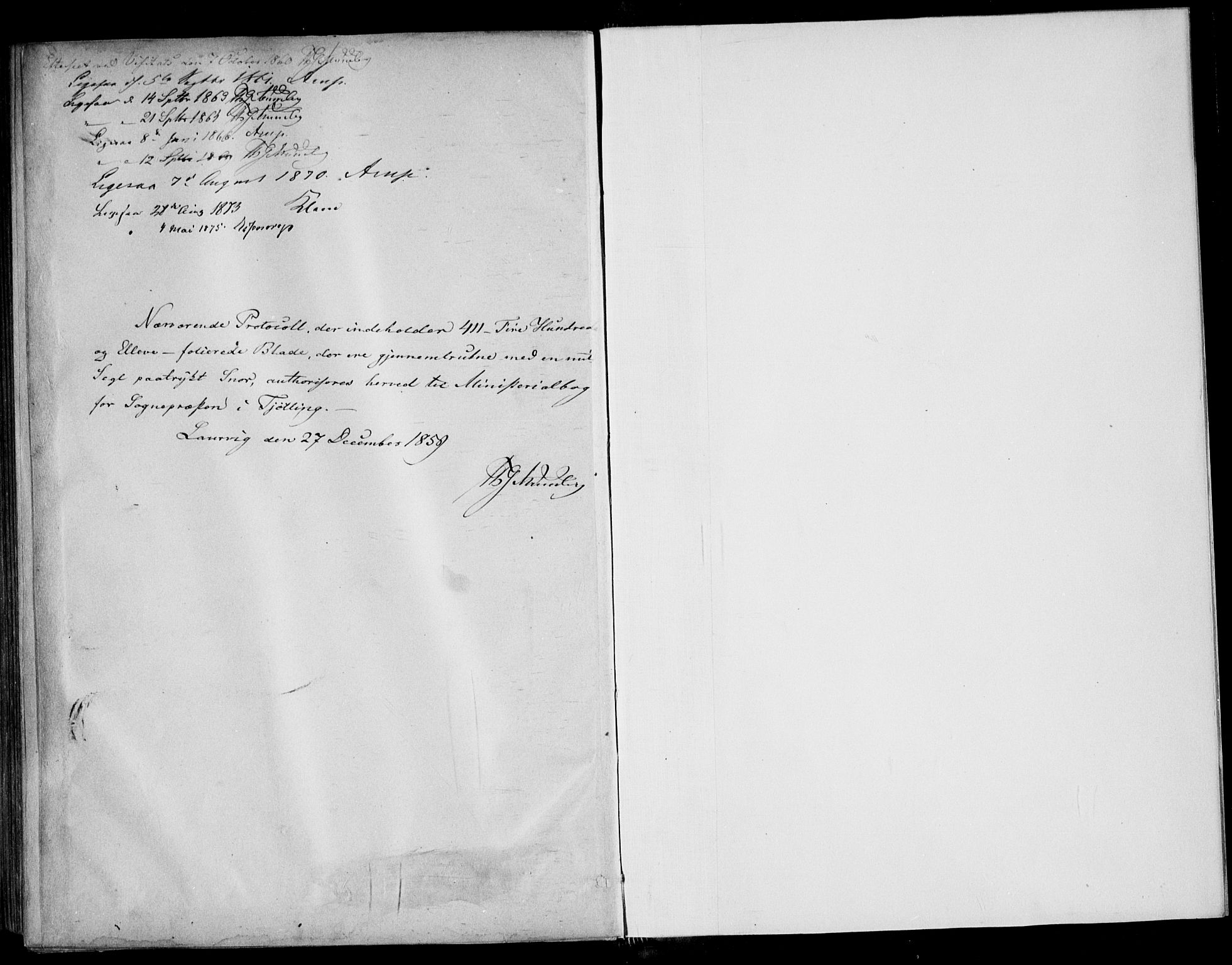 Tjølling kirkebøker, AV/SAKO-A-60/F/Fa/L0007: Ministerialbok nr. 7, 1860-1876