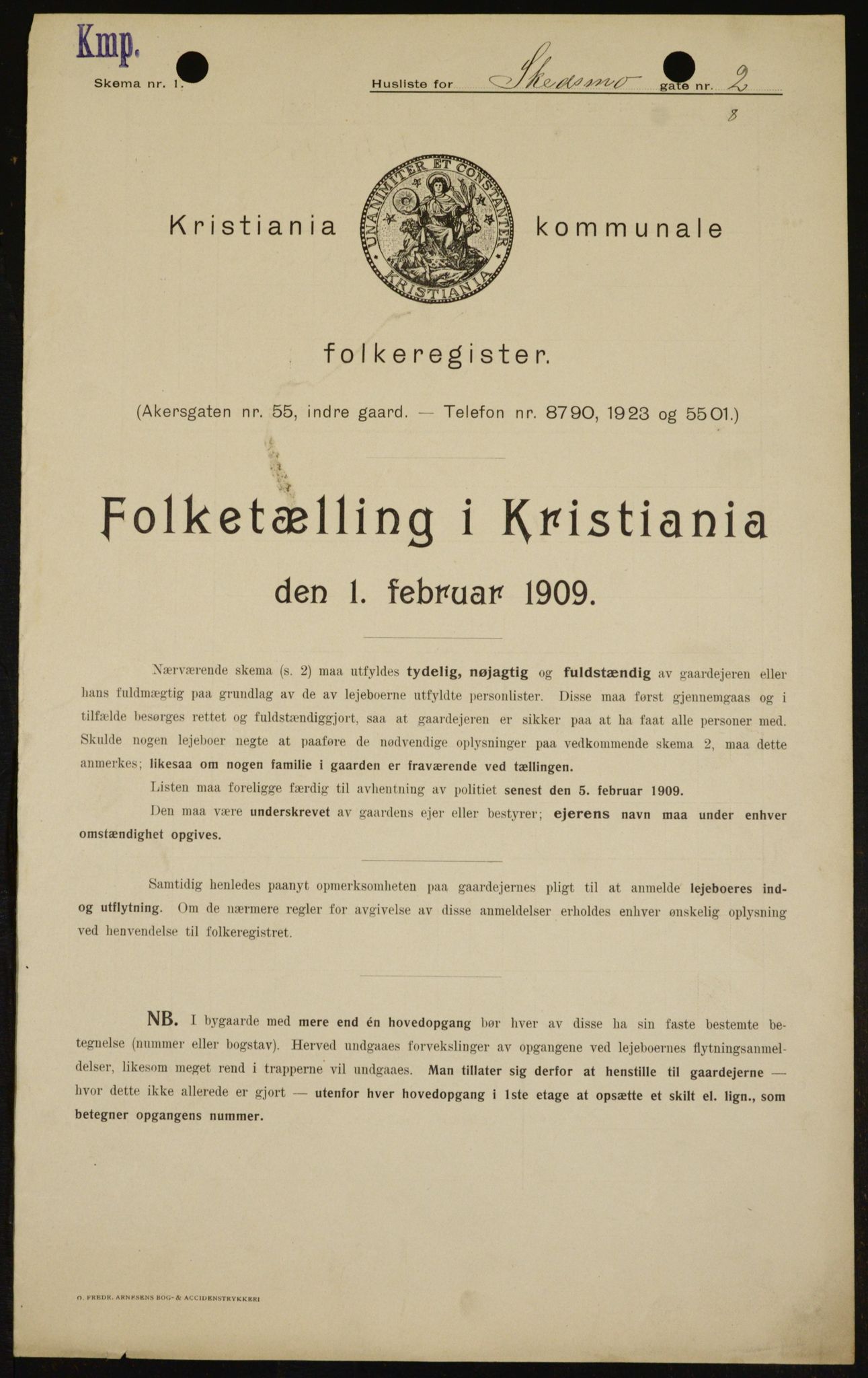 OBA, Kommunal folketelling 1.2.1909 for Kristiania kjøpstad, 1909, s. 86333