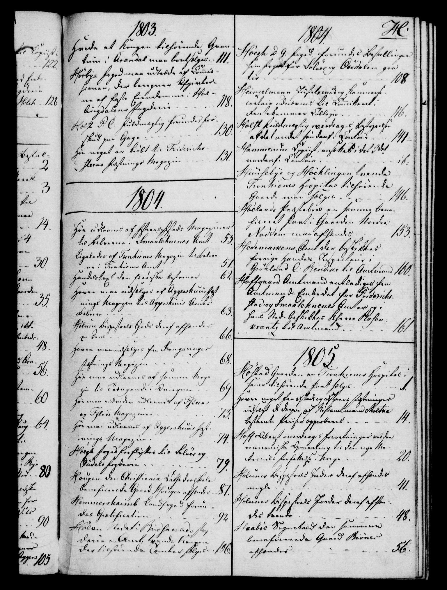 Rentekammeret, Kammerkanselliet, RA/EA-3111/G/Gf/Gfb/L0016: Register til norske relasjons- og resolusjonsprotokoller (merket RK 52.111), 1801-1814, s. 82