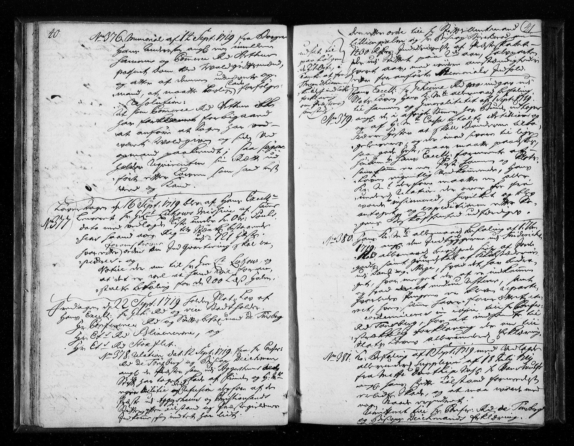 Stattholderembetet 1572-1771, AV/RA-EA-2870/Aa/L0010: Voteringsprotokoll (konseptprotokoll), 1719-1722, s. 40-41