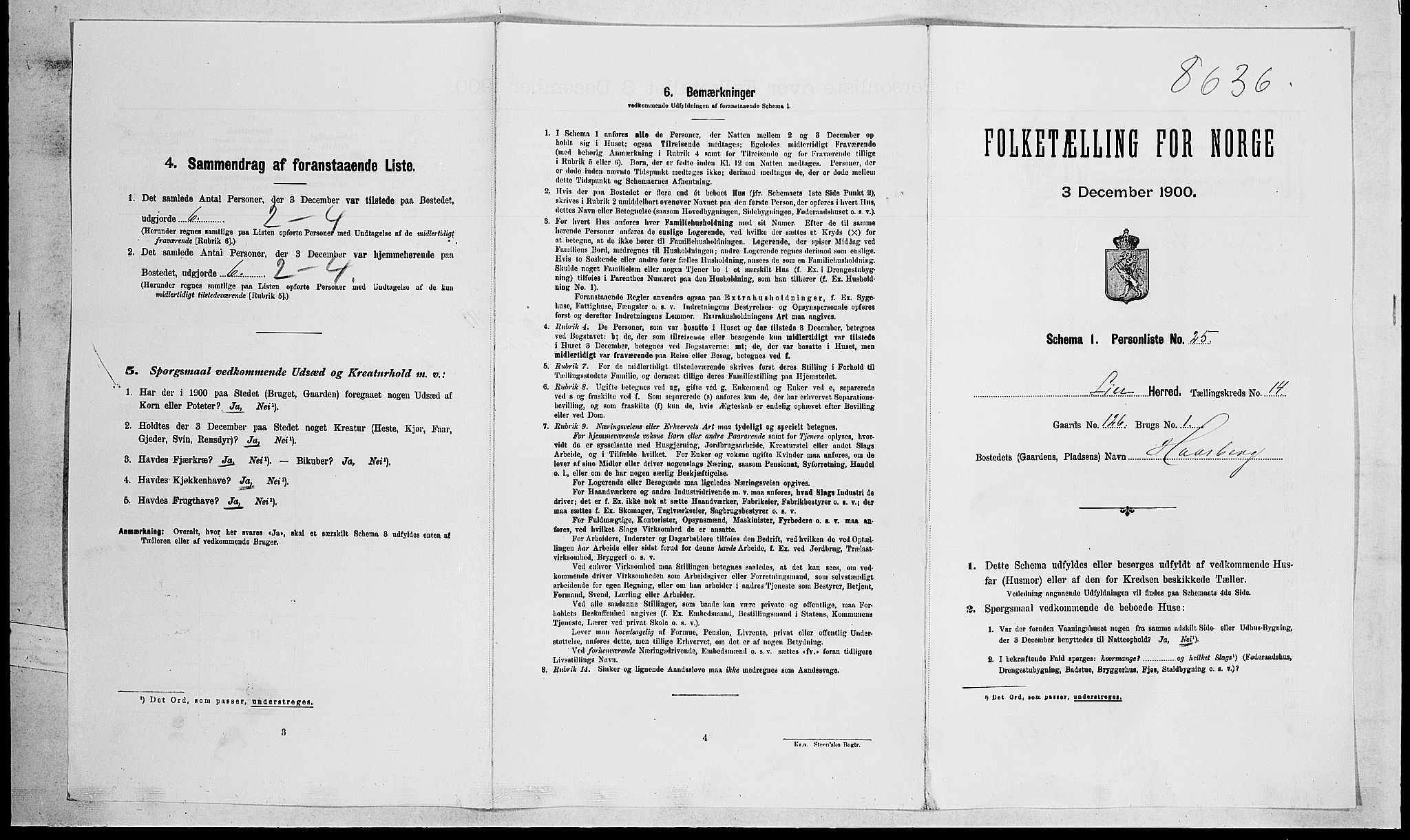 RA, Folketelling 1900 for 0626 Lier herred, 1900, s. 2316