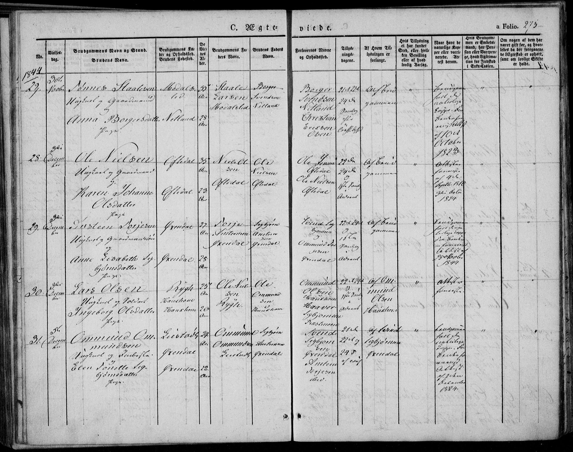 Bakke sokneprestkontor, AV/SAK-1111-0002/F/Fa/Faa/L0004: Ministerialbok nr. A 4, 1834-1846, s. 275