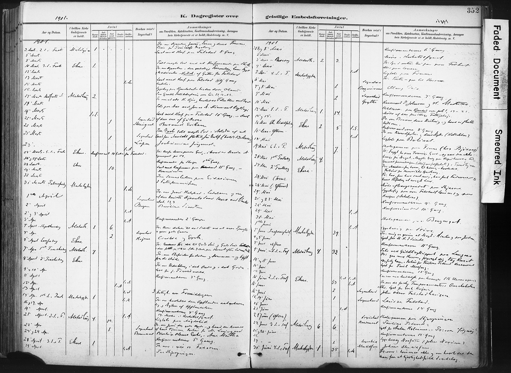 Ministerialprotokoller, klokkerbøker og fødselsregistre - Nord-Trøndelag, SAT/A-1458/717/L0162: Ministerialbok nr. 717A12, 1898-1923, s. 352