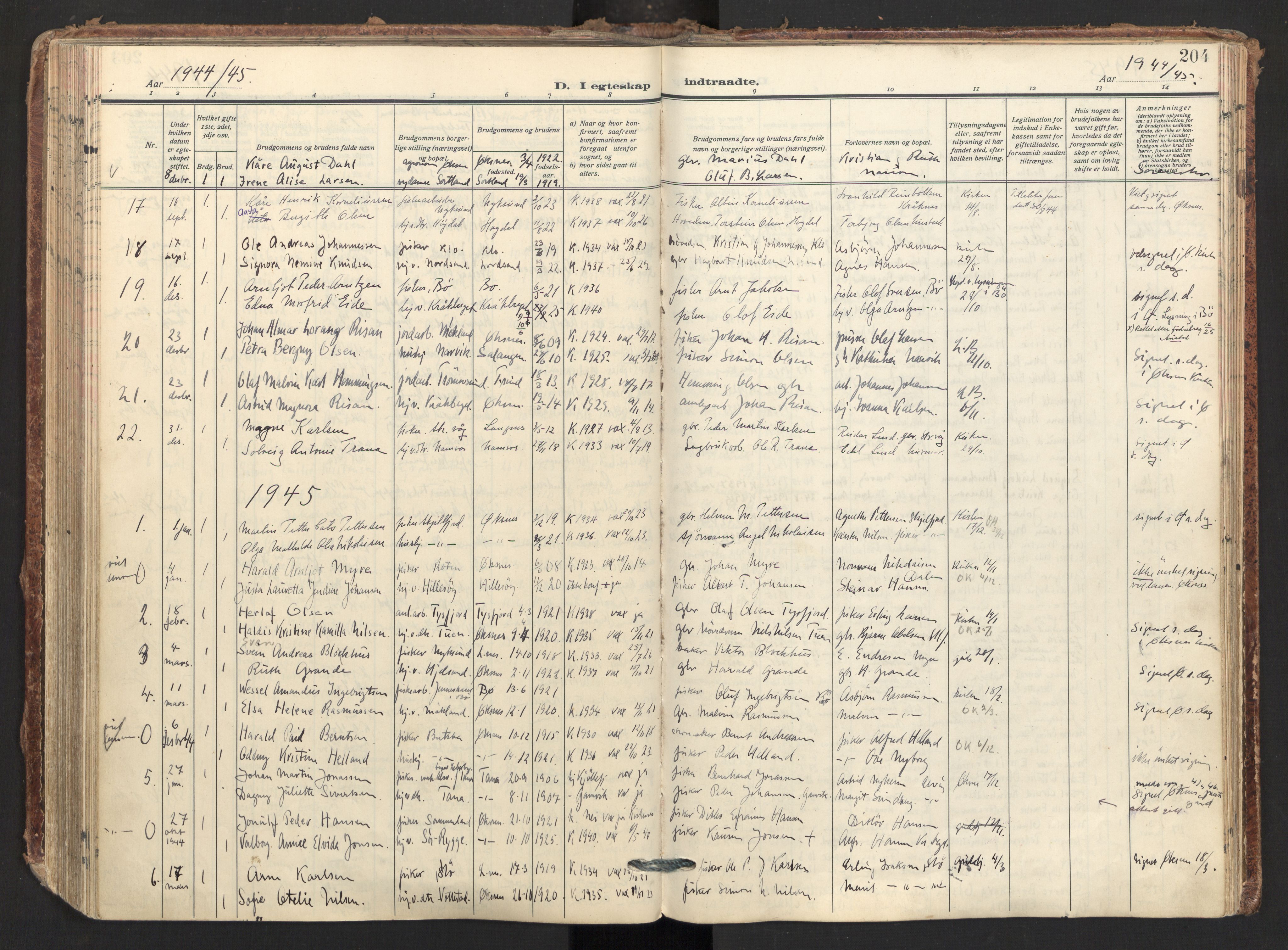 Ministerialprotokoller, klokkerbøker og fødselsregistre - Nordland, AV/SAT-A-1459/893/L1344: Ministerialbok nr. 893A16, 1929-1946, s. 204