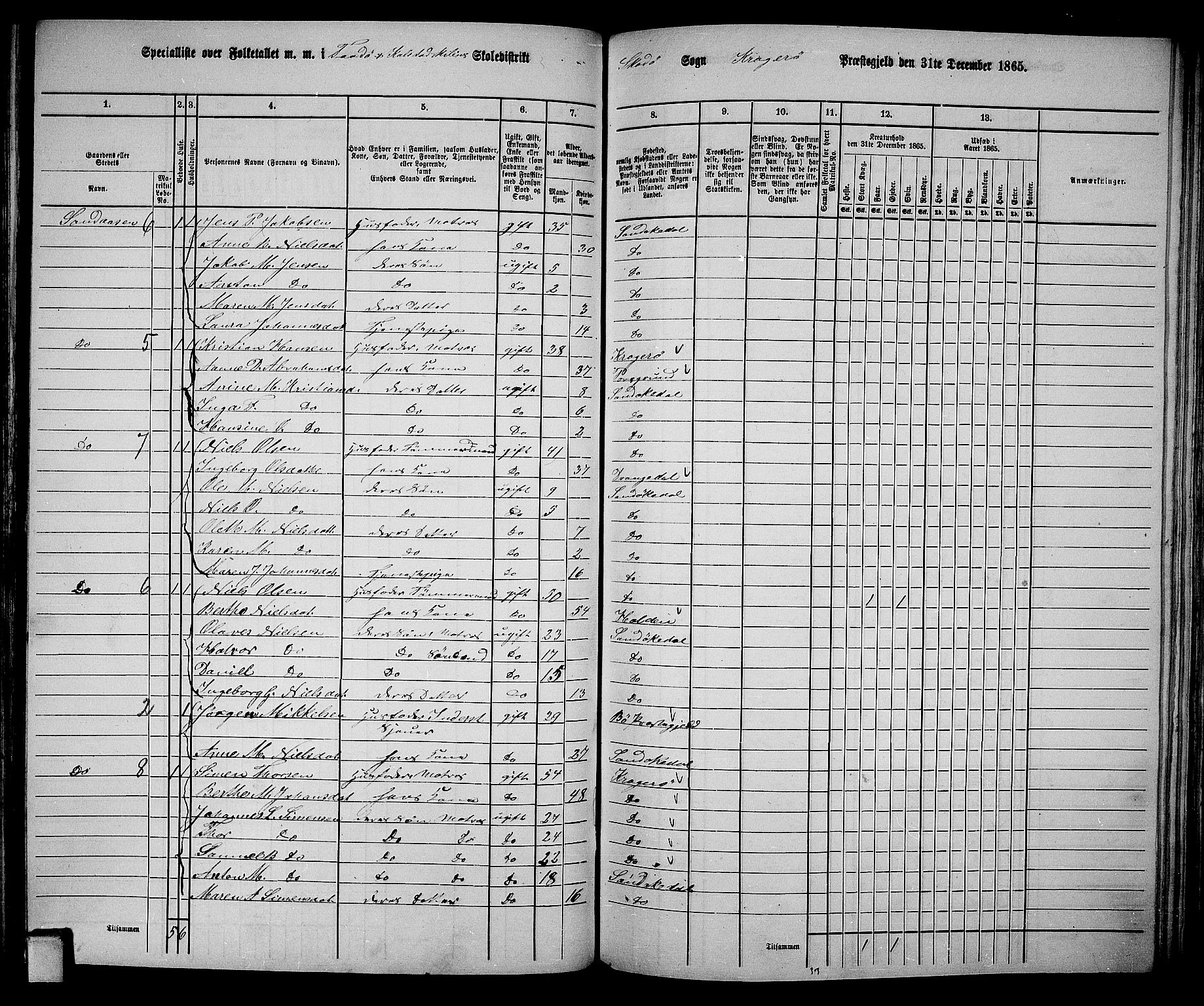 RA, Folketelling 1865 for 0816L Kragerø prestegjeld, Sannidal sokn og Skåtøy sokn, 1865, s. 131