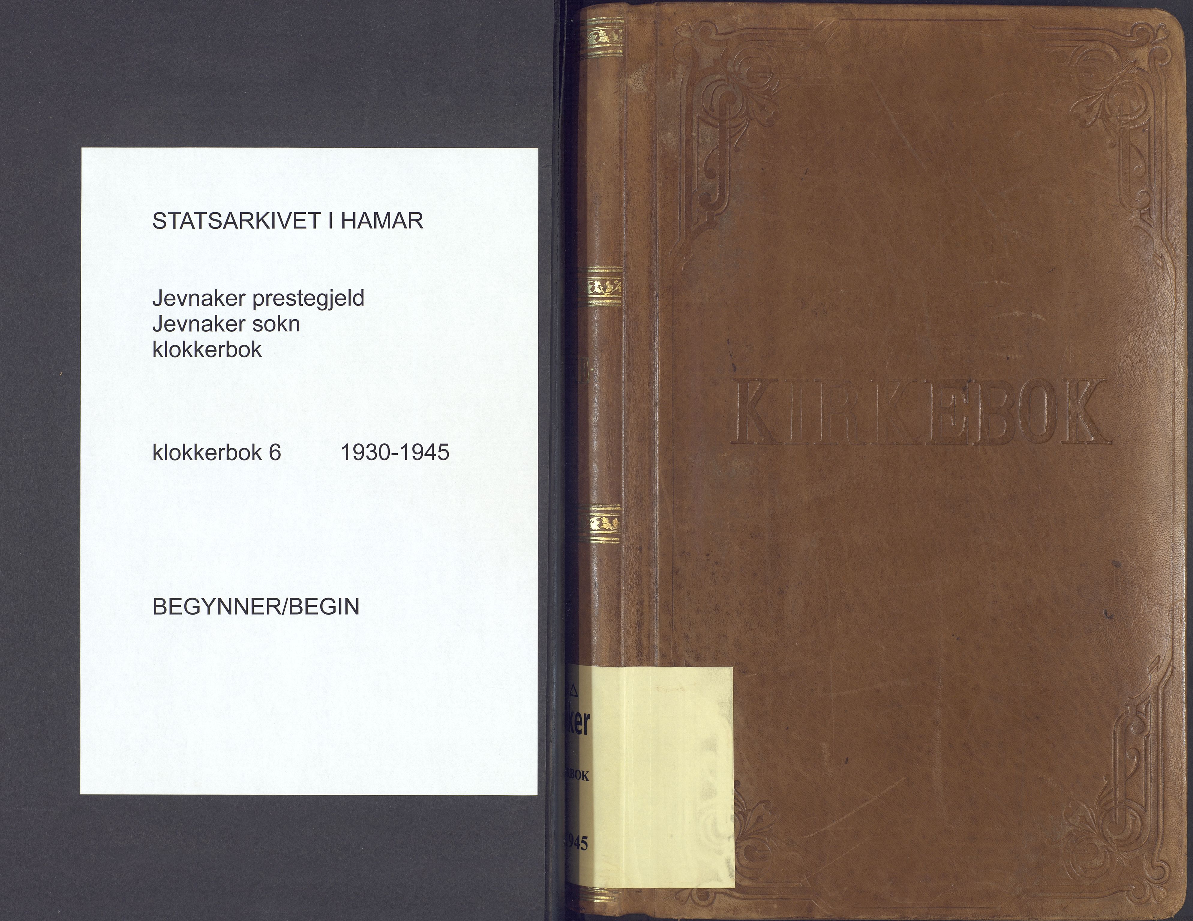 Jevnaker prestekontor, SAH/PREST-116/H/Ha/Hab/L0006: Klokkerbok nr. 6, 1930-1945