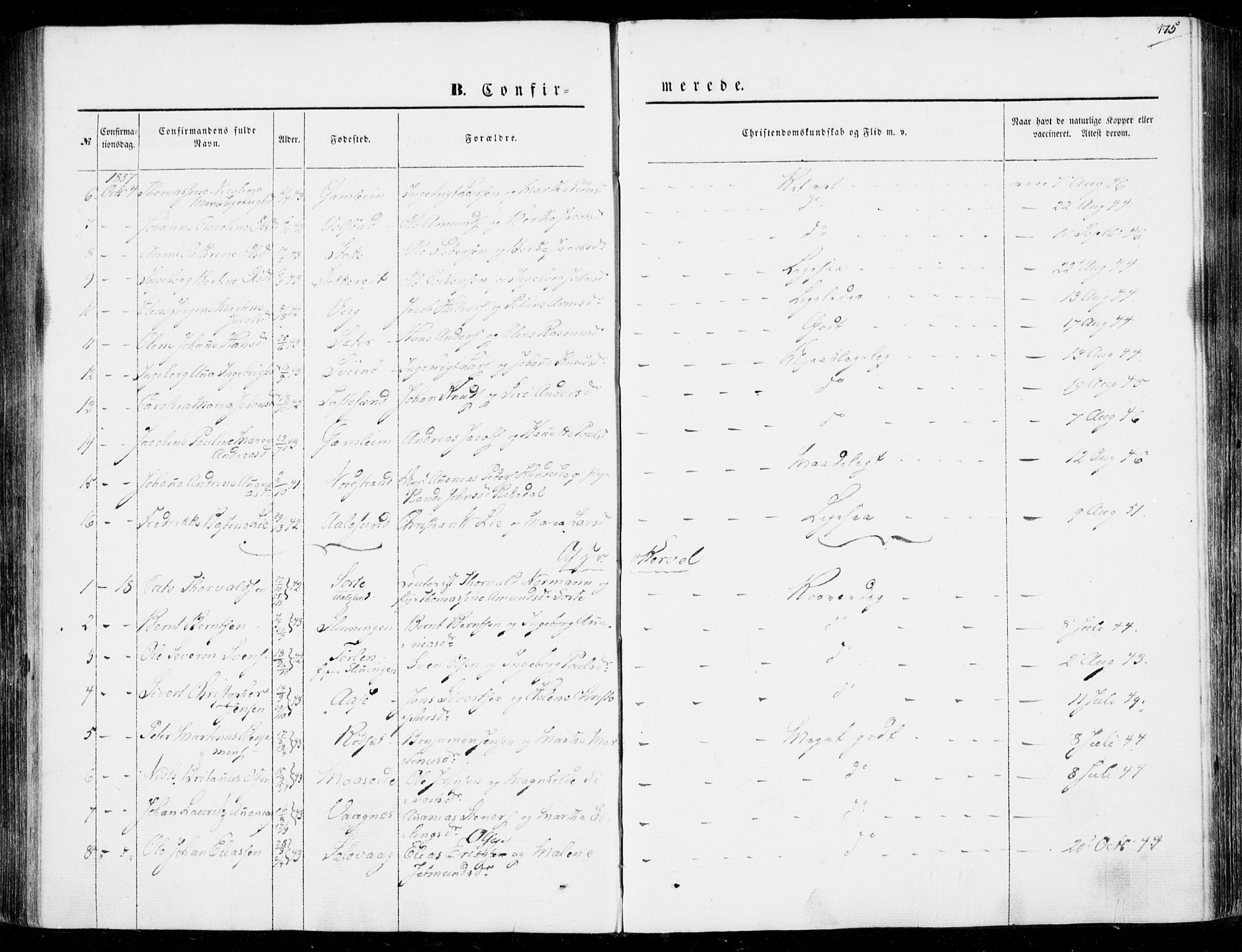Ministerialprotokoller, klokkerbøker og fødselsregistre - Møre og Romsdal, AV/SAT-A-1454/528/L0397: Ministerialbok nr. 528A08, 1848-1858, s. 175