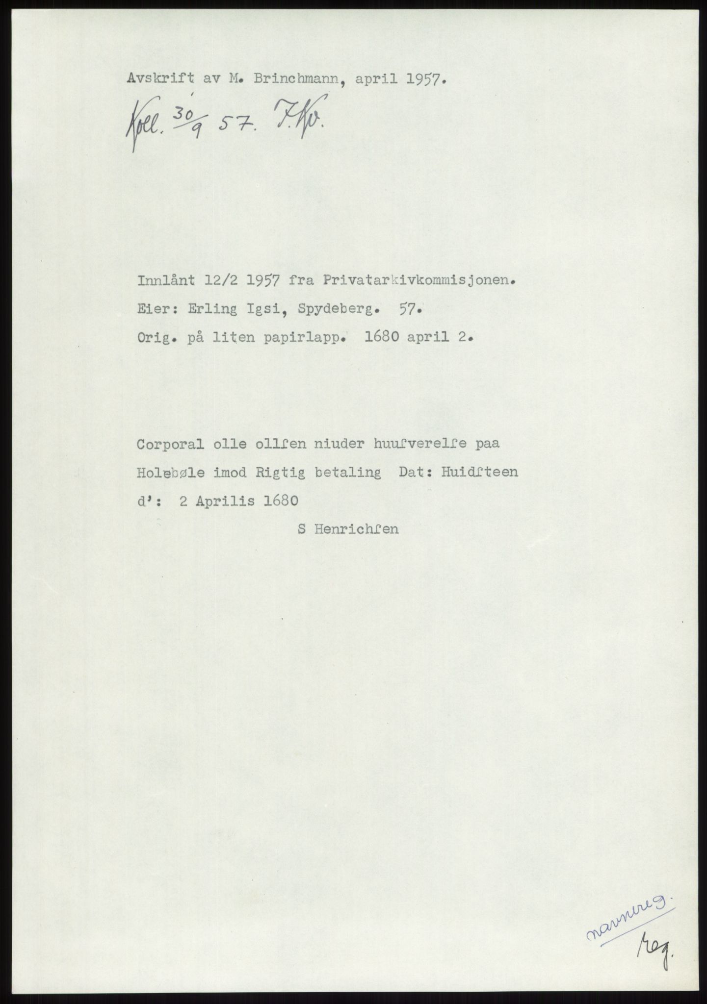 Samlinger til kildeutgivelse, Diplomavskriftsamlingen, AV/RA-EA-4053/H/Ha, s. 451