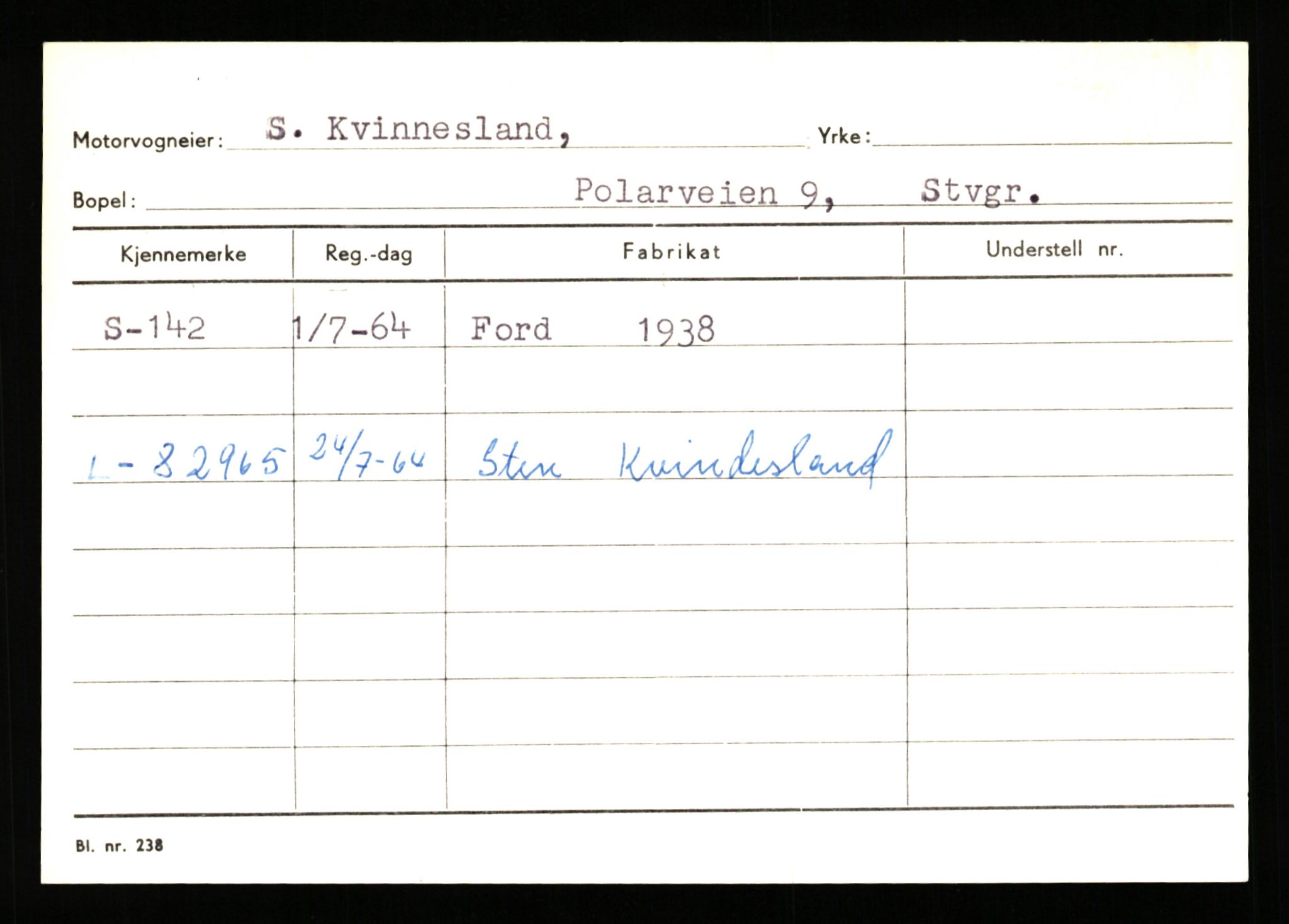 Stavanger trafikkstasjon, SAST/A-101942/0/G/L0001: Registreringsnummer: 0 - 5782, 1930-1971, s. 83