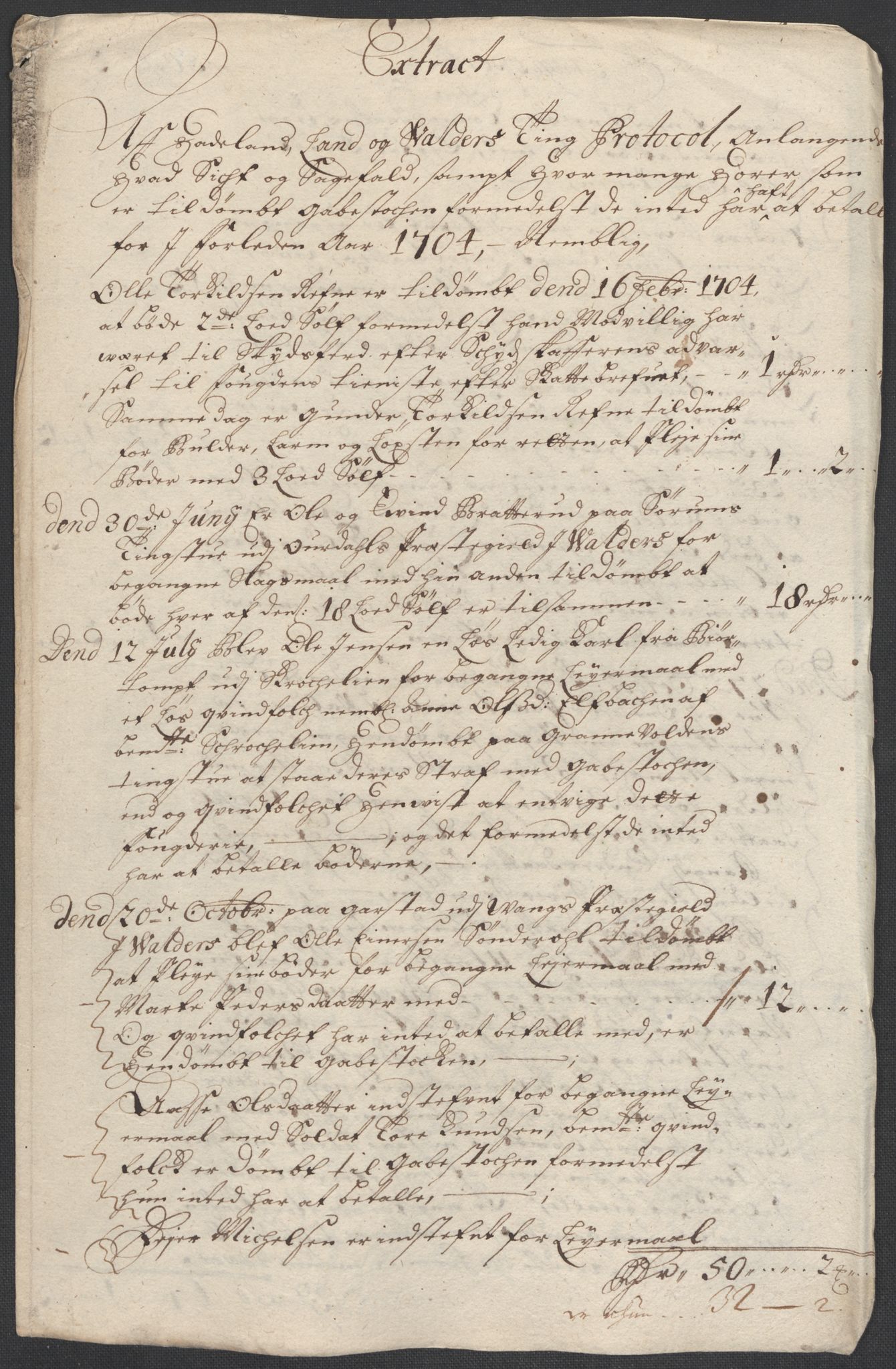 Rentekammeret inntil 1814, Reviderte regnskaper, Fogderegnskap, RA/EA-4092/R18/L1302: Fogderegnskap Hadeland, Toten og Valdres, 1704, s. 74