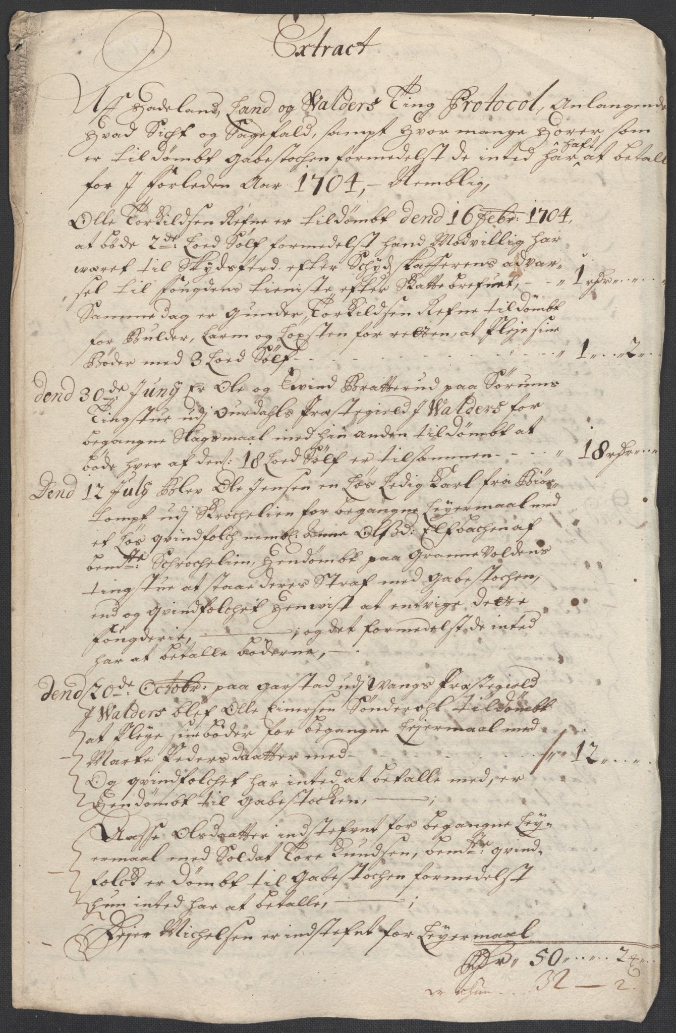 Rentekammeret inntil 1814, Reviderte regnskaper, Fogderegnskap, AV/RA-EA-4092/R18/L1302: Fogderegnskap Hadeland, Toten og Valdres, 1704, s. 74