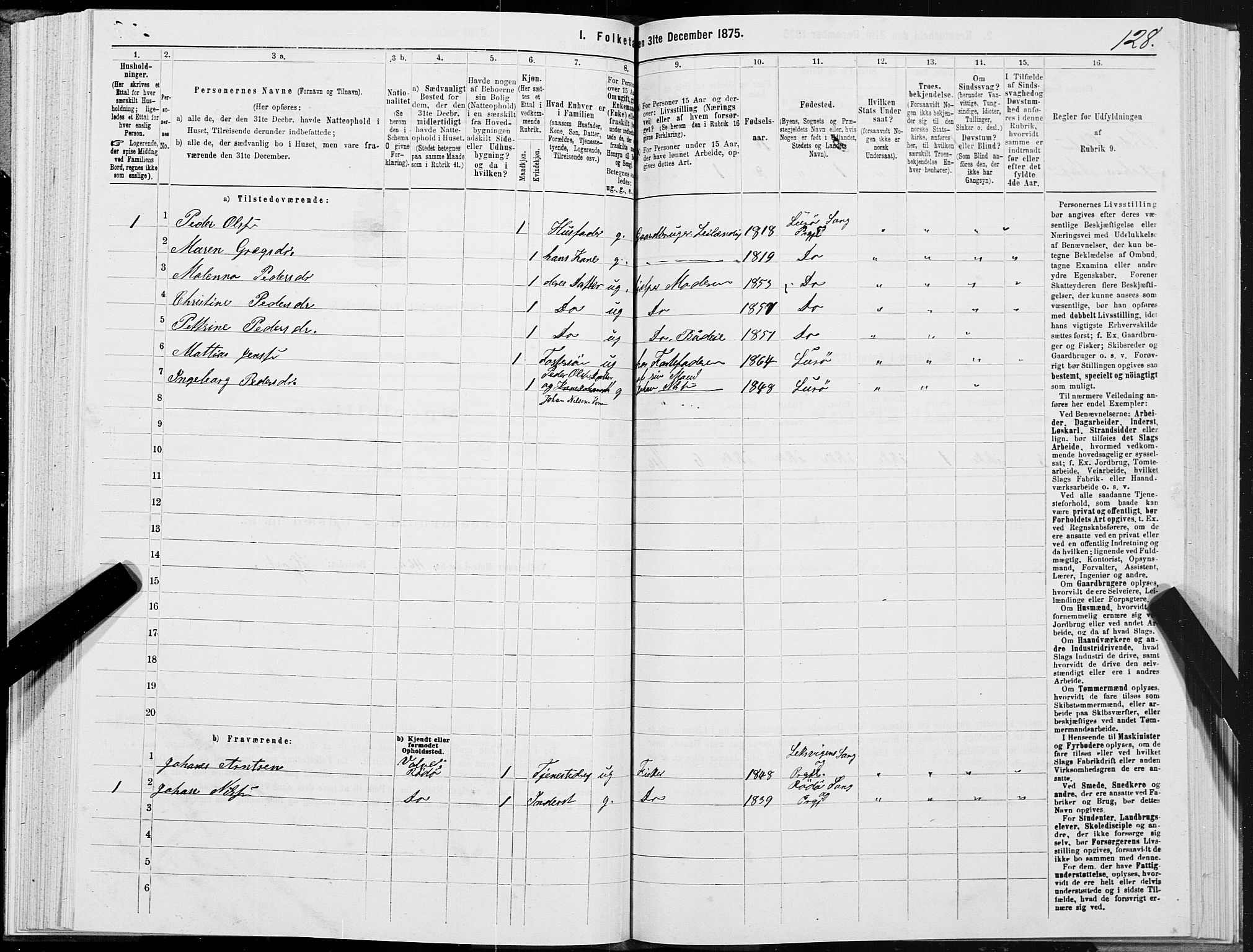 SAT, Folketelling 1875 for 1834P Lurøy prestegjeld, 1875, s. 2128