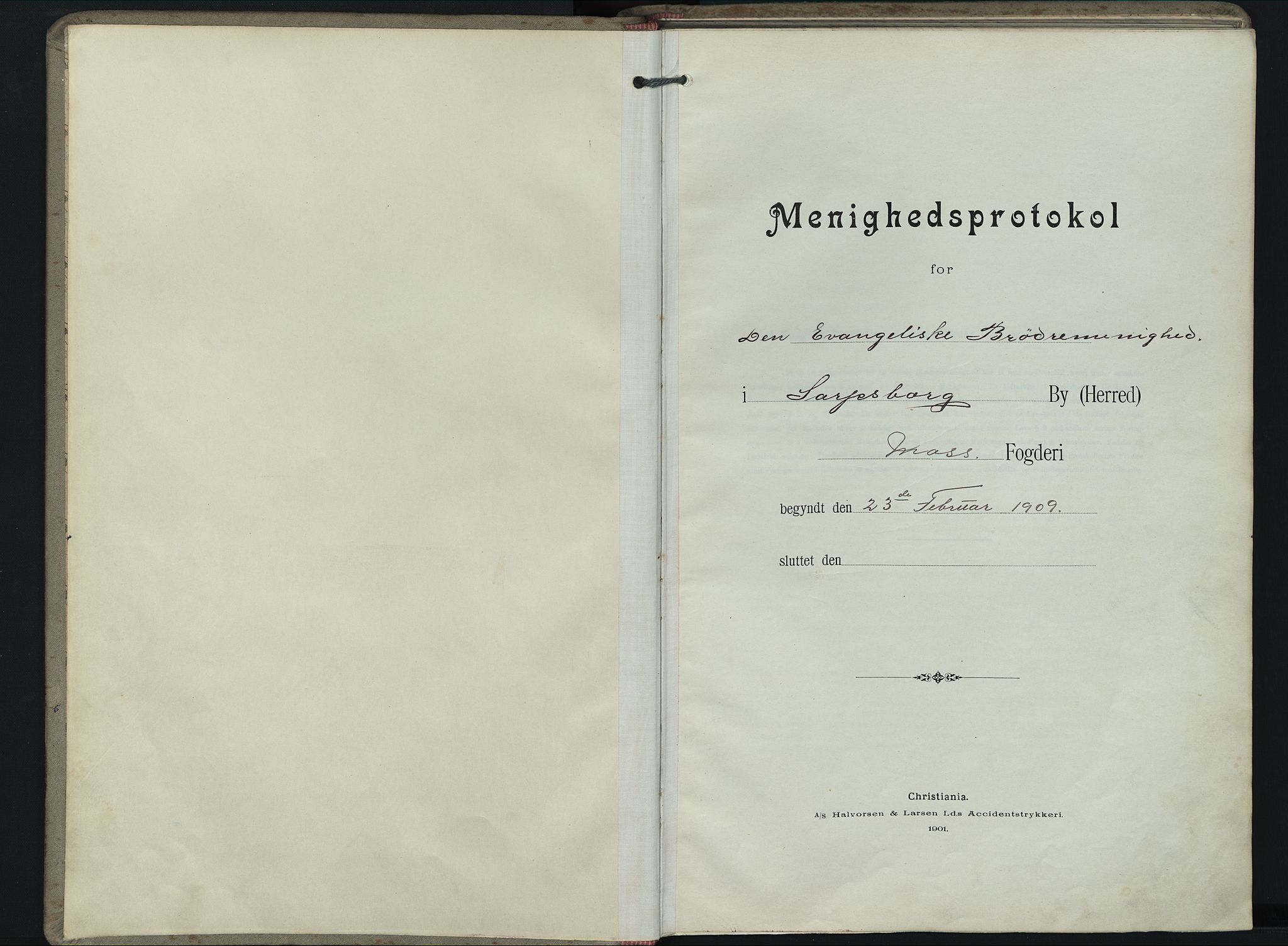 Den Evangeliske Brødremenighed i Sarpsborg, AV/SAO-PAO-0257/F/L0001: Dissenterprotokoll nr. 1, 1909-1917