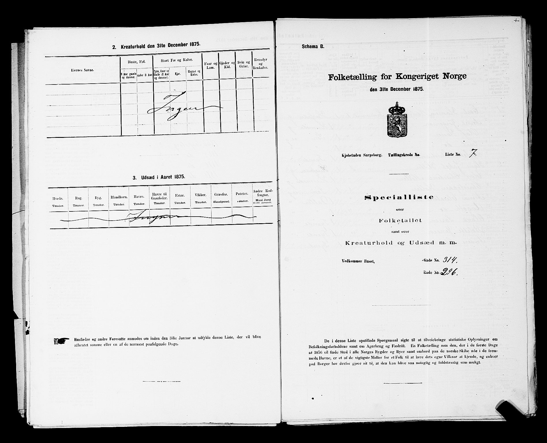 RA, Folketelling 1875 for 0102P Sarpsborg prestegjeld, 1875, s. 19