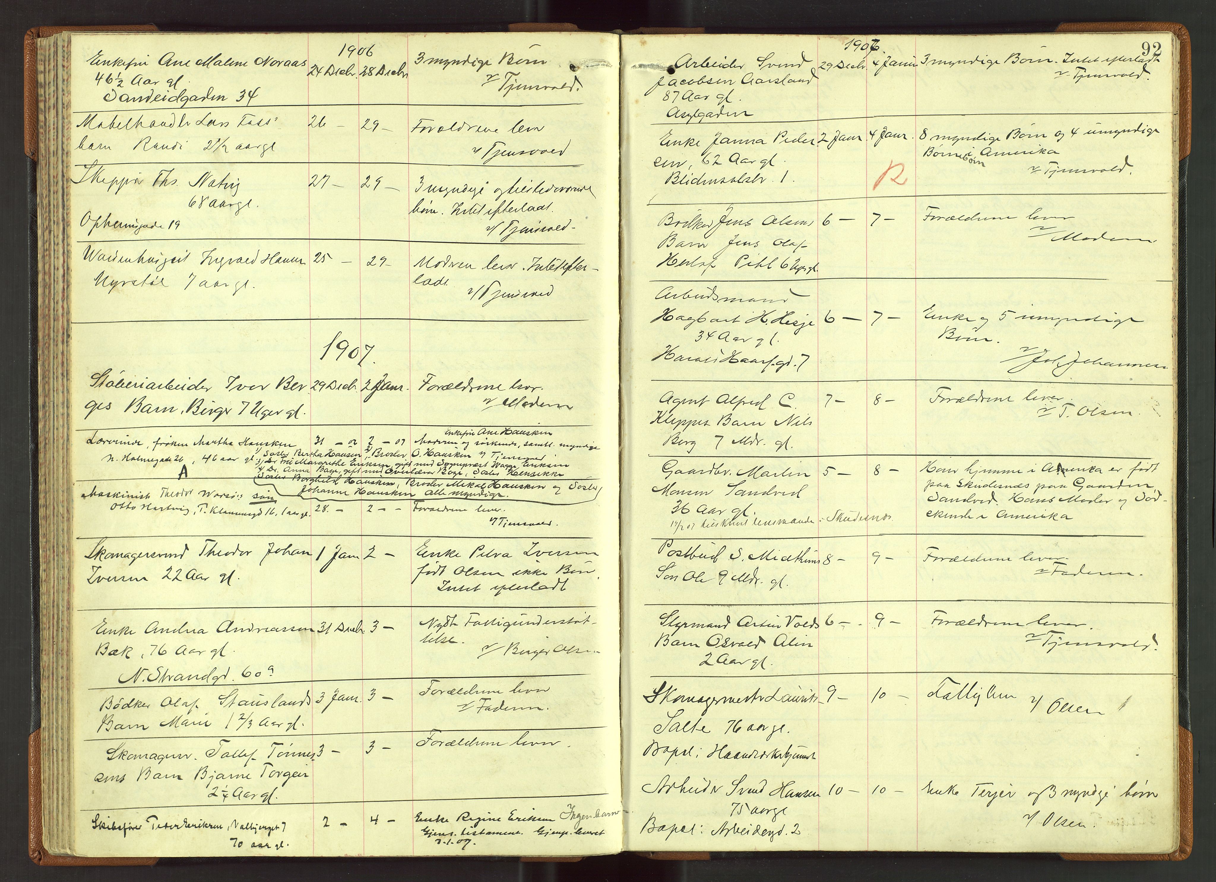 Stavanger skifteforvalter, AV/SAST-A-101412/001/5/52/52B/L0003: Dødsfallsprotokoll, 1902-1910, s. 92