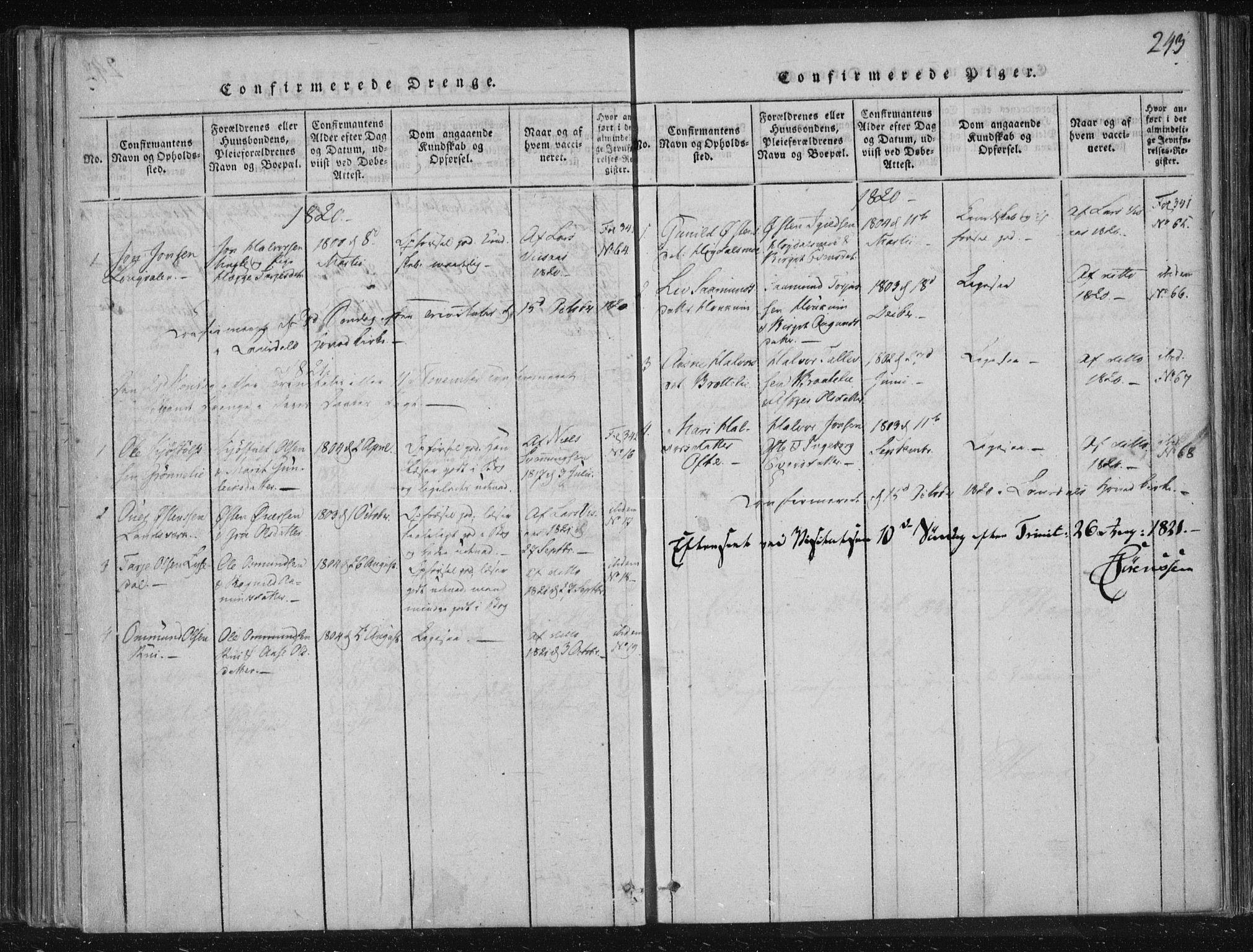 Lårdal kirkebøker, AV/SAKO-A-284/F/Fc/L0001: Ministerialbok nr. III 1, 1815-1860, s. 243