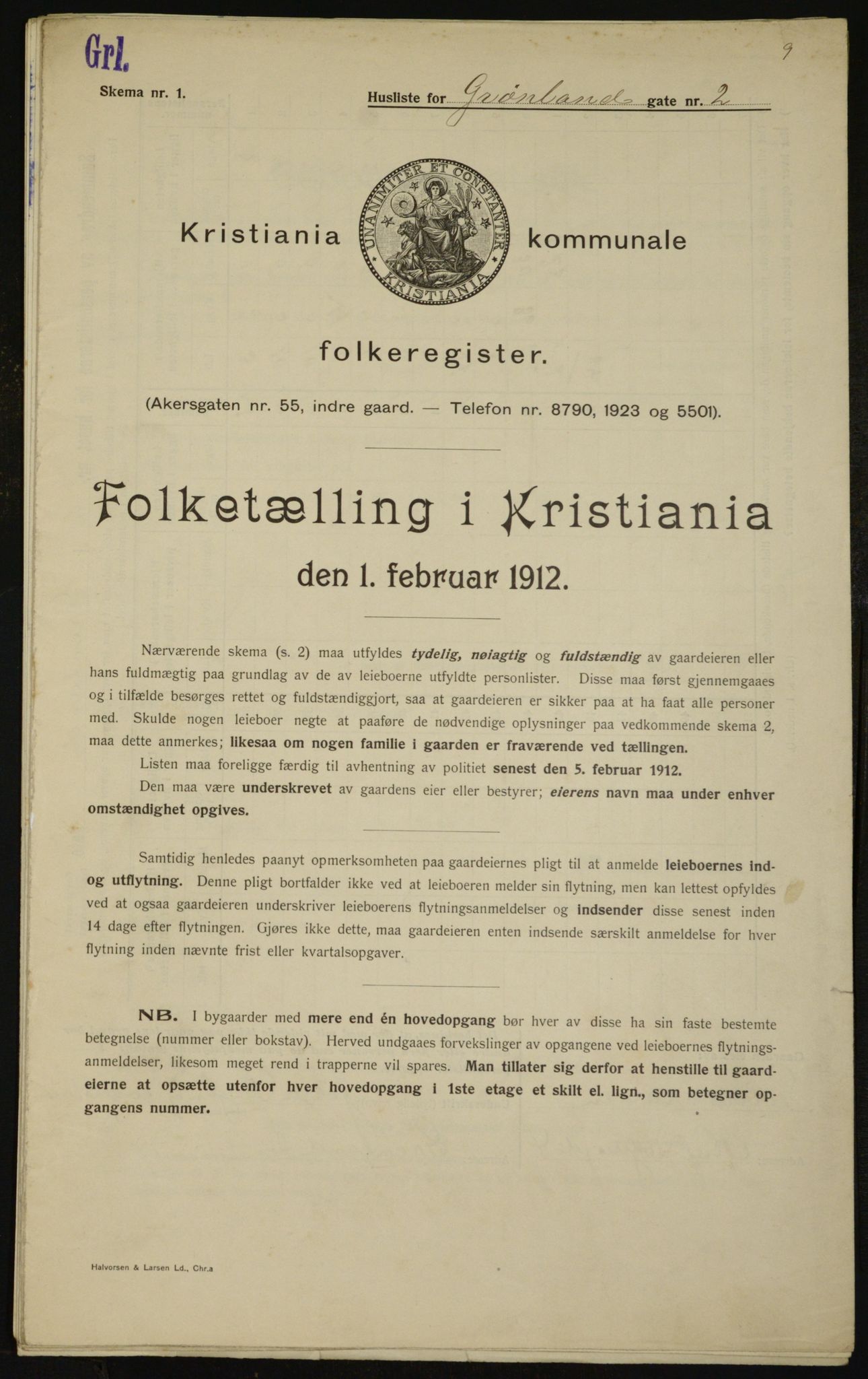 OBA, Kommunal folketelling 1.2.1912 for Kristiania, 1912, s. 30975