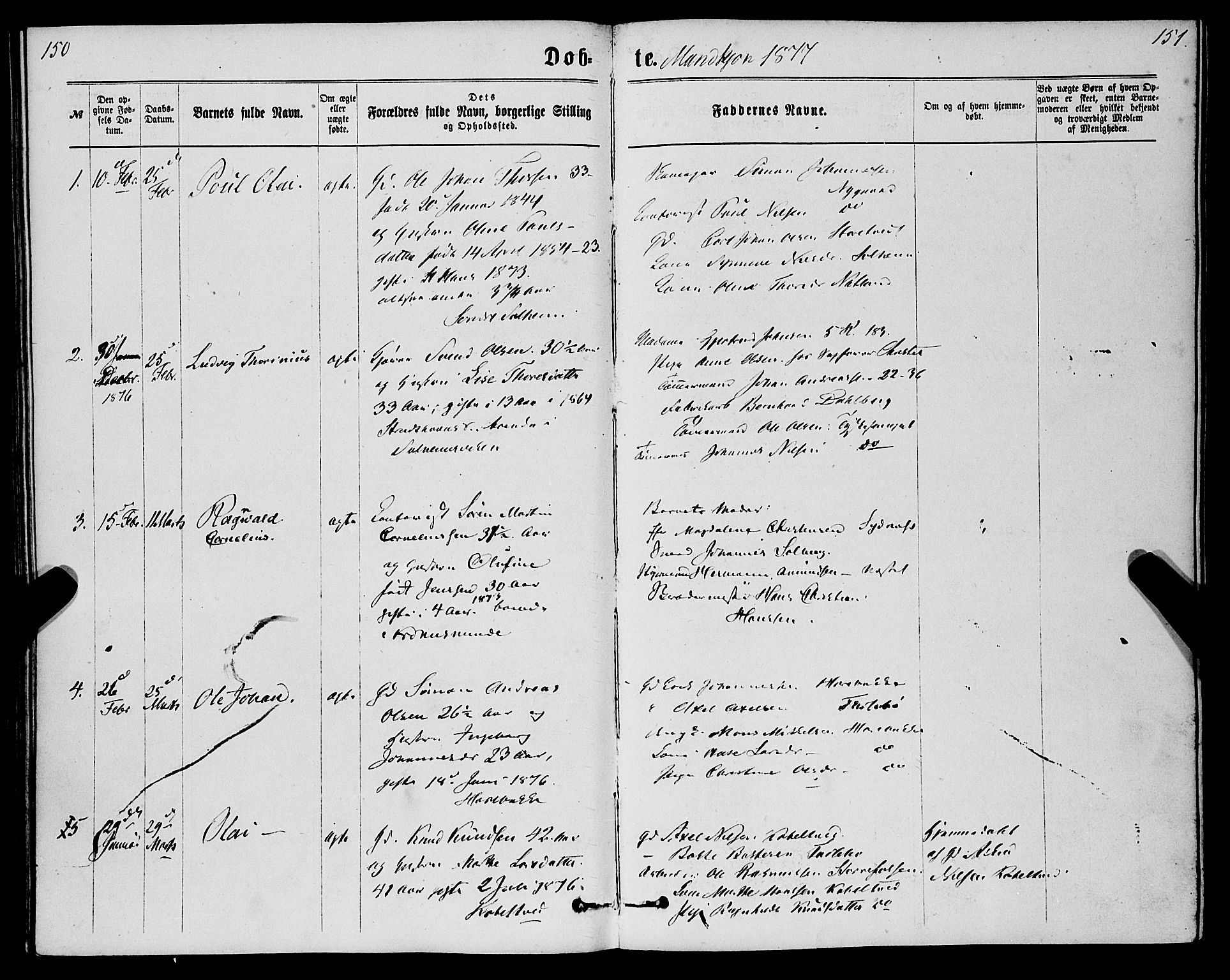 St. Jørgens hospital og Årstad sokneprestembete, AV/SAB-A-99934: Ministerialbok nr. A 6, 1870-1878, s. 150-151