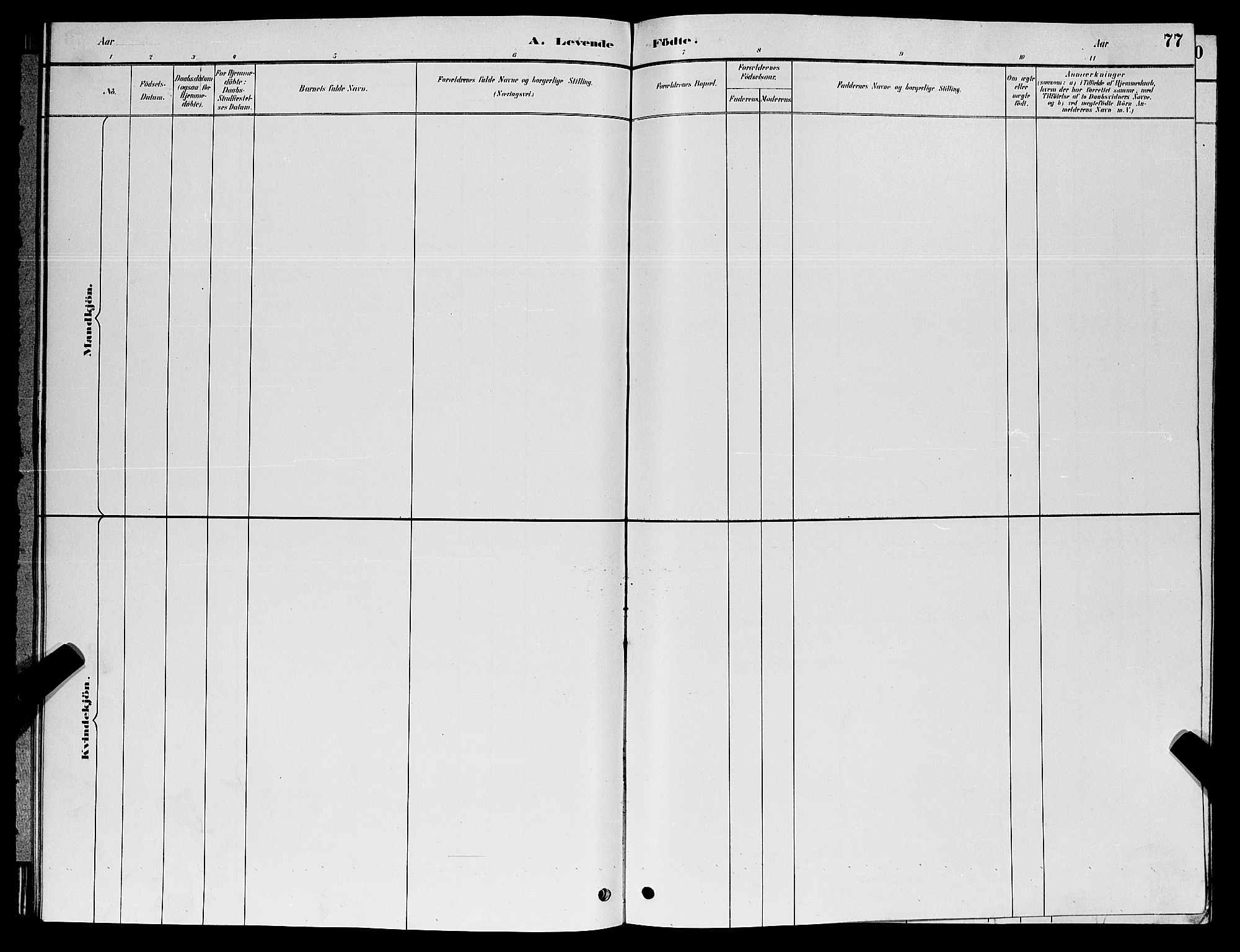 Søgne sokneprestkontor, AV/SAK-1111-0037/F/Fb/Fbb/L0005: Klokkerbok nr. B 5, 1884-1891, s. 77