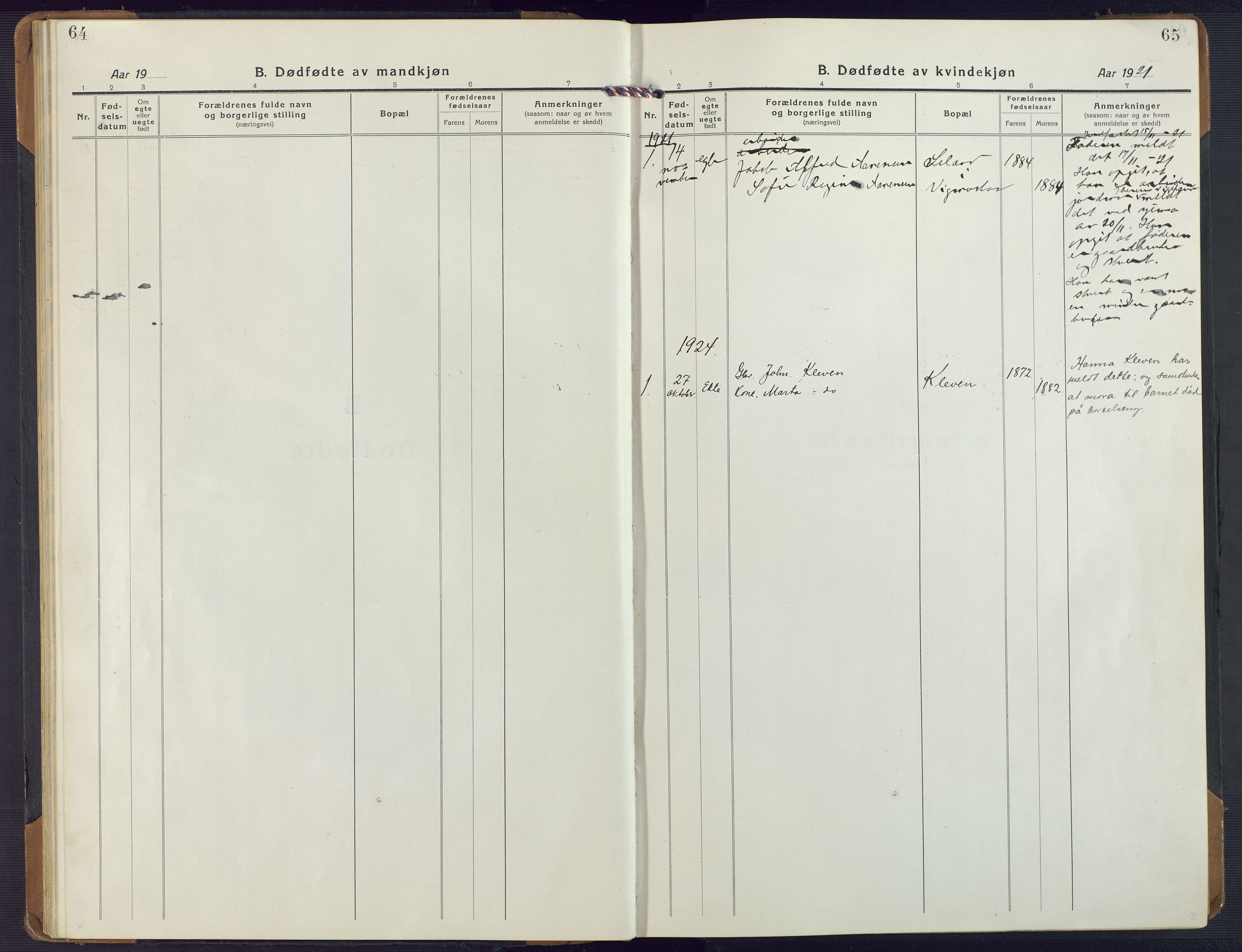 Nord-Audnedal sokneprestkontor, SAK/1111-0032/F/Fa/Fab/L0005: Ministerialbok nr. A 5, 1918-1925, s. 64-65