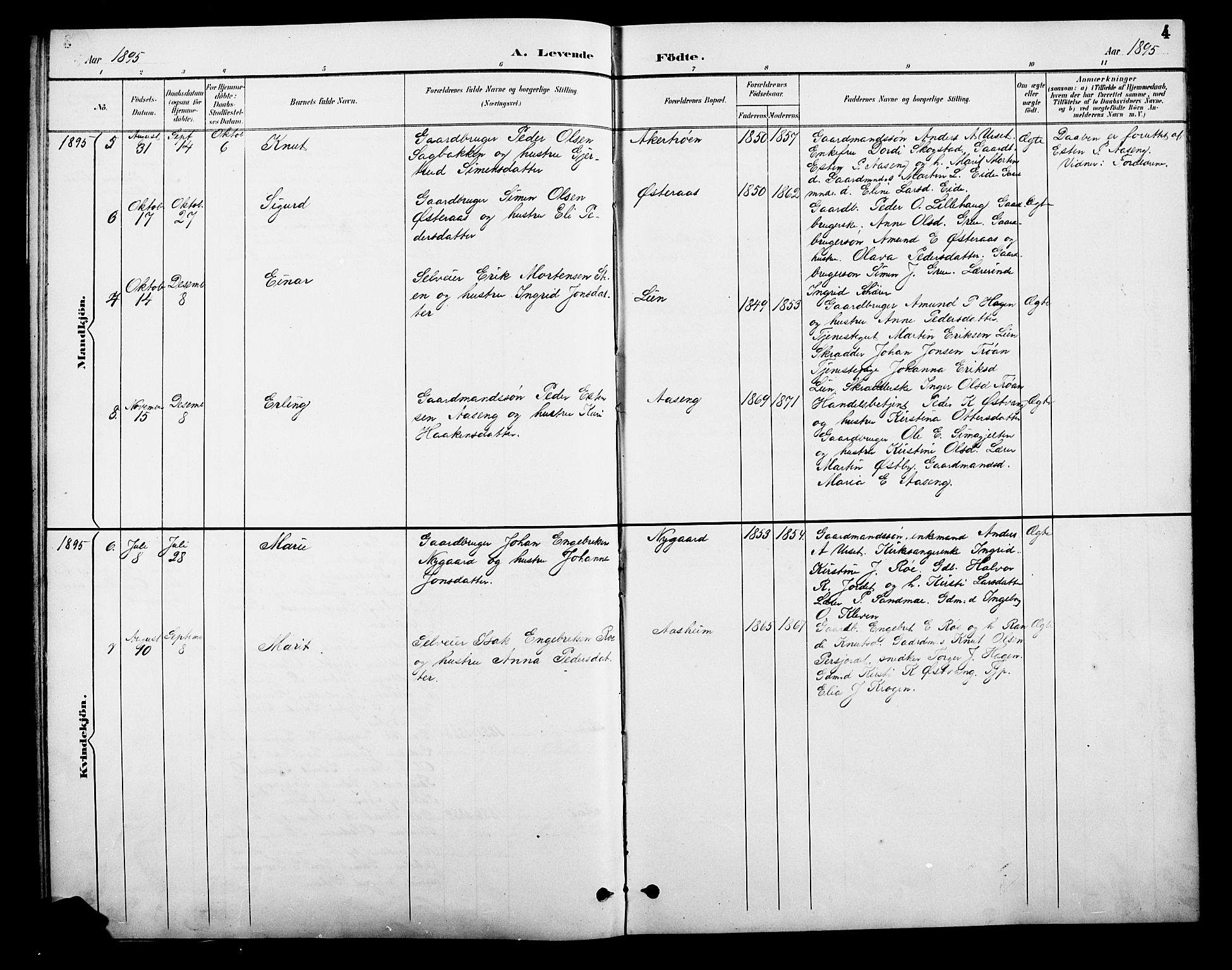 Tolga prestekontor, AV/SAH-PREST-062/L/L0010: Klokkerbok nr. 10, 1894-1918, s. 4