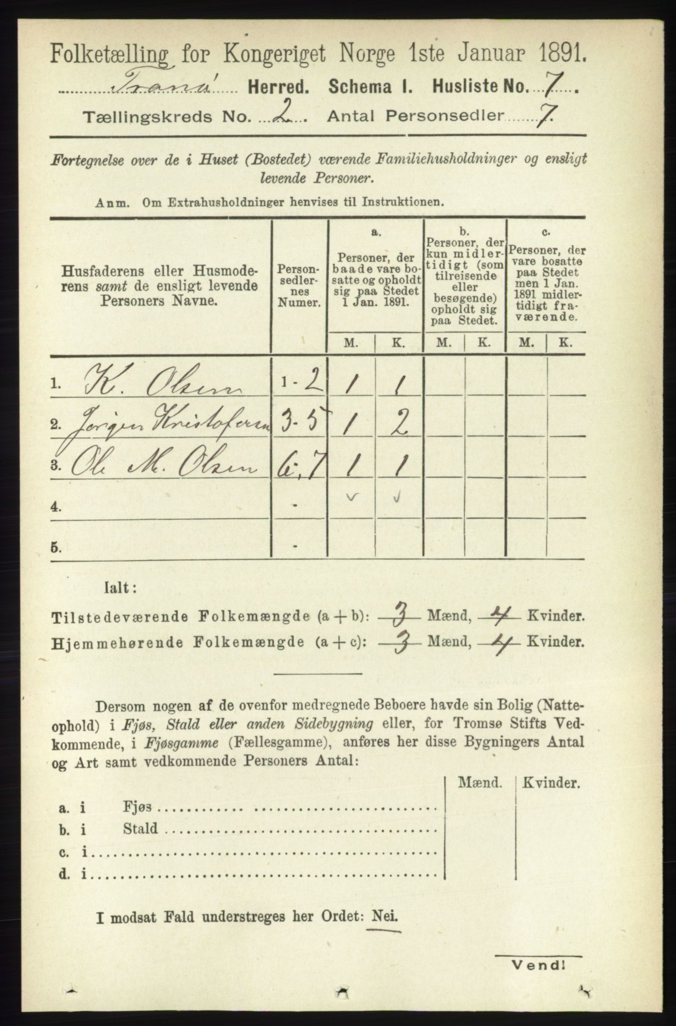 RA, Folketelling 1891 for 1927 Tranøy herred, 1891, s. 440