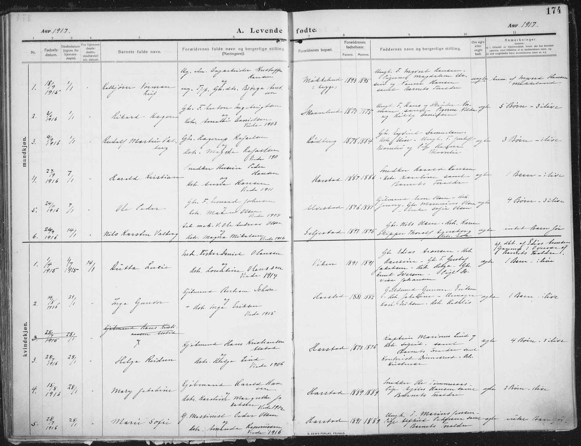 Trondenes sokneprestkontor, AV/SATØ-S-1319/H/Ha/L0018kirke: Ministerialbok nr. 18, 1909-1918, s. 174