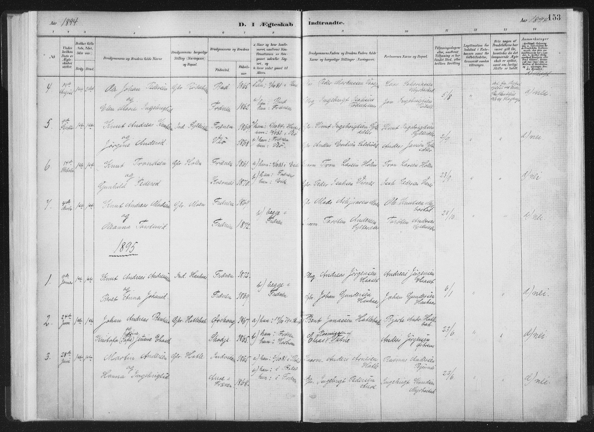 Ministerialprotokoller, klokkerbøker og fødselsregistre - Møre og Romsdal, AV/SAT-A-1454/564/L0740: Ministerialbok nr. 564A01, 1880-1899, s. 153