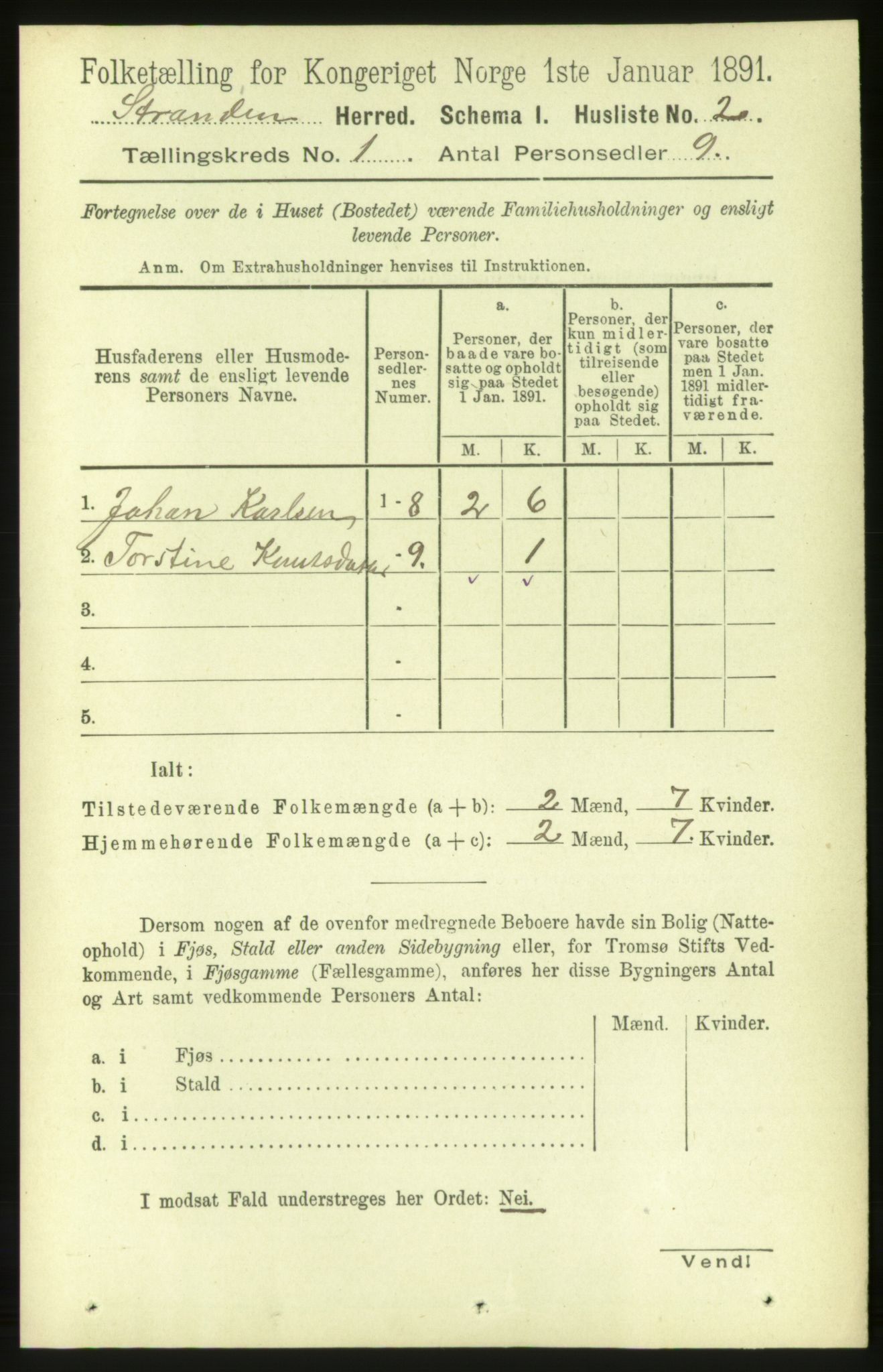 RA, Folketelling 1891 for 1525 Stranda herred, 1891, s. 21