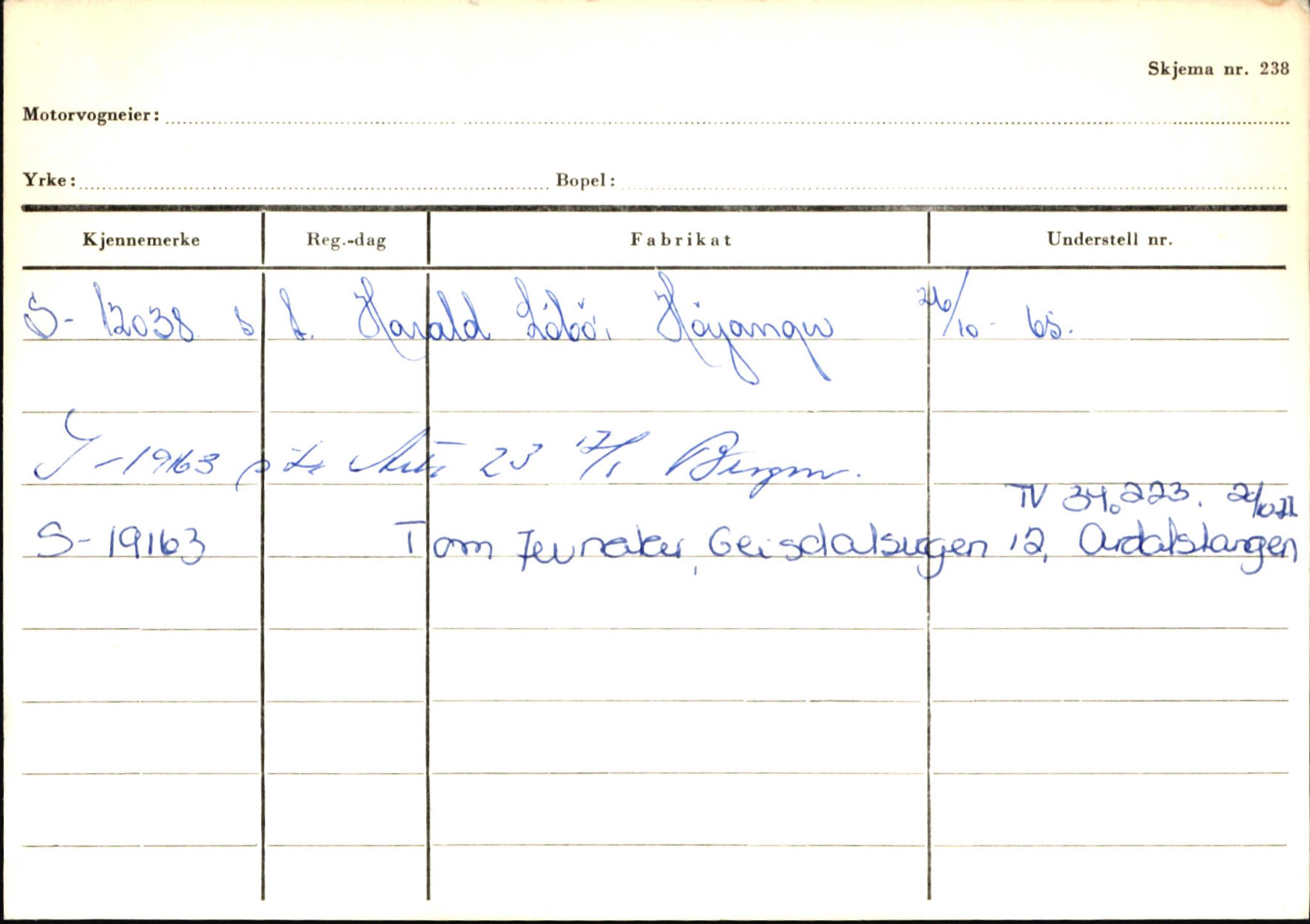 Statens vegvesen, Sogn og Fjordane vegkontor, AV/SAB-A-5301/4/F/L0145: Registerkort Vågsøy S-Å. Årdal I-P, 1945-1975, s. 953