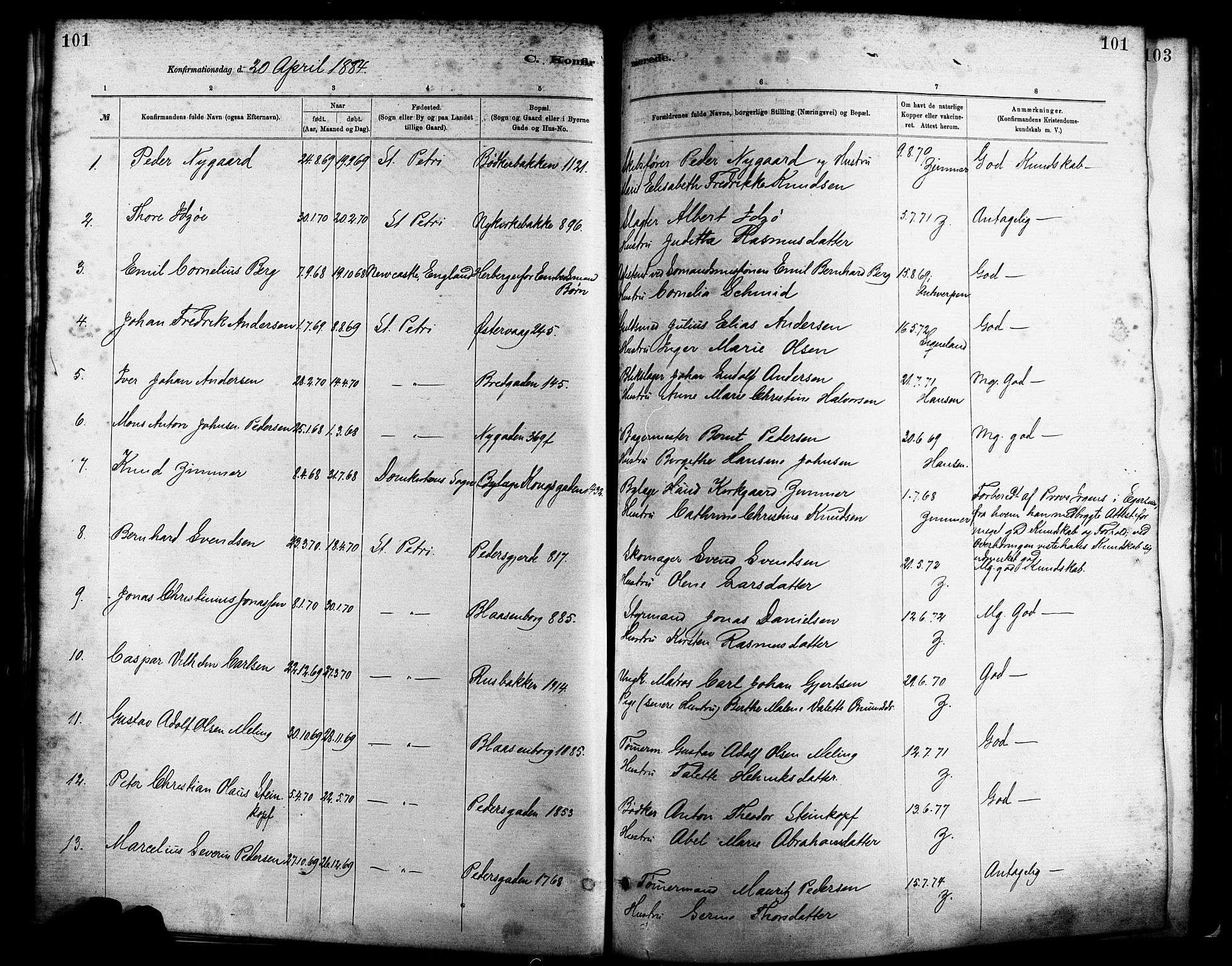 St. Petri sokneprestkontor, AV/SAST-A-101813/001/30/30BA/L0016: Ministerialbok nr. A 16, 1879-1893, s. 101