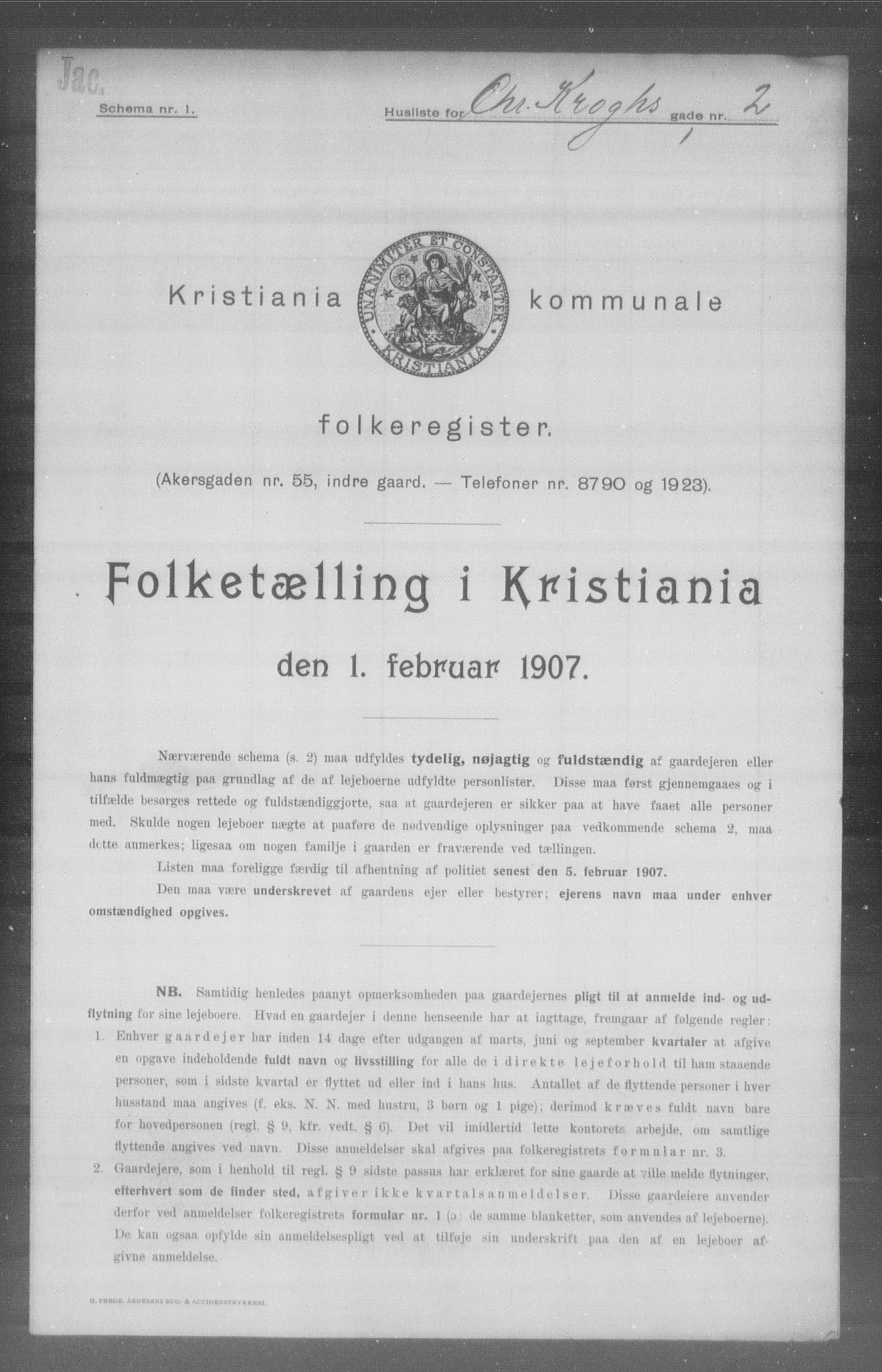 OBA, Kommunal folketelling 1.2.1907 for Kristiania kjøpstad, 1907, s. 6051