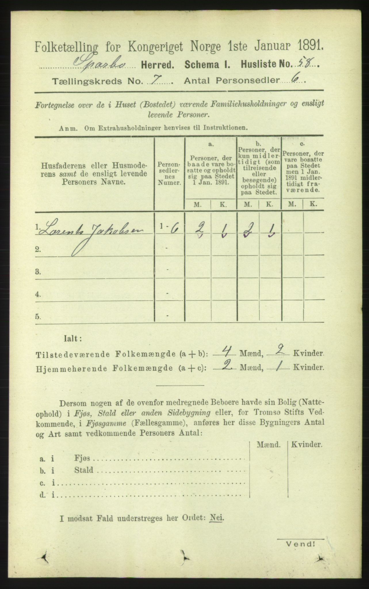 RA, Folketelling 1891 for 1731 Sparbu herred, 1891, s. 2393