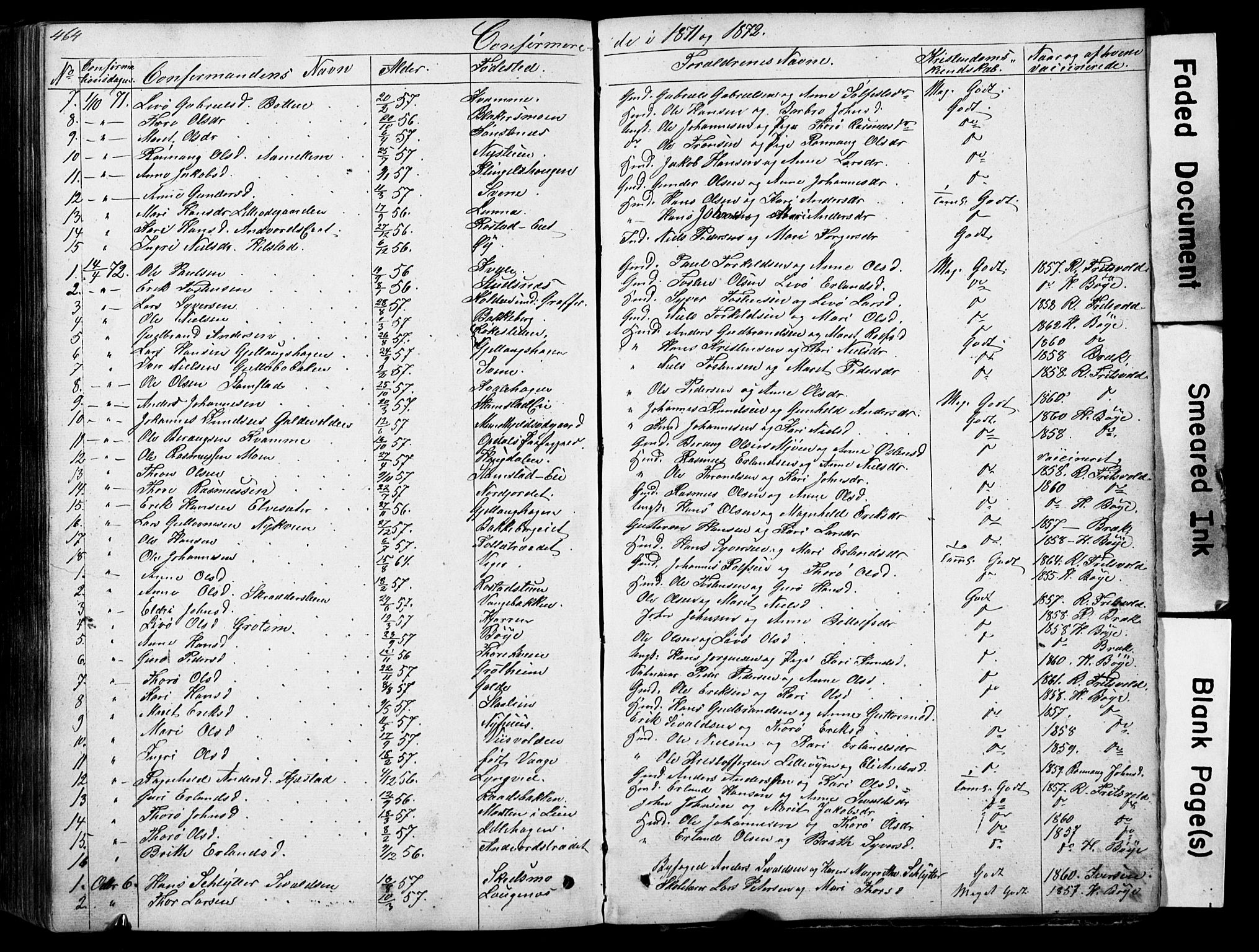 Lom prestekontor, AV/SAH-PREST-070/L/L0012: Klokkerbok nr. 12, 1845-1873, s. 464-465