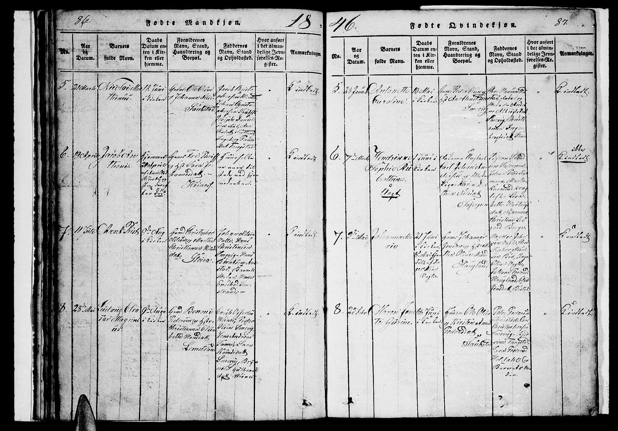 Ministerialprotokoller, klokkerbøker og fødselsregistre - Nordland, AV/SAT-A-1459/880/L1139: Klokkerbok nr. 880C01, 1836-1857, s. 86-87