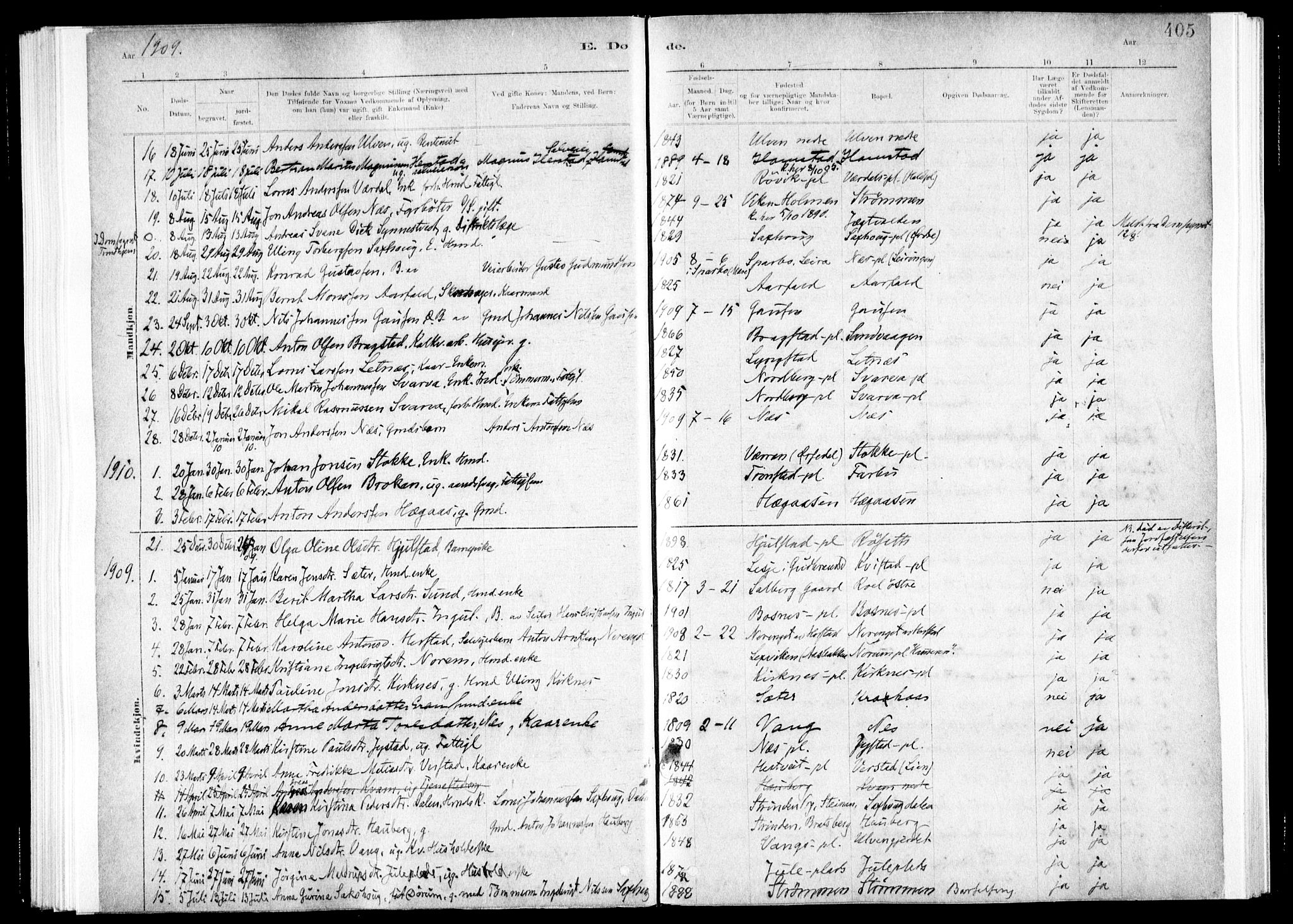 Ministerialprotokoller, klokkerbøker og fødselsregistre - Nord-Trøndelag, AV/SAT-A-1458/730/L0285: Ministerialbok nr. 730A10, 1879-1914, s. 405