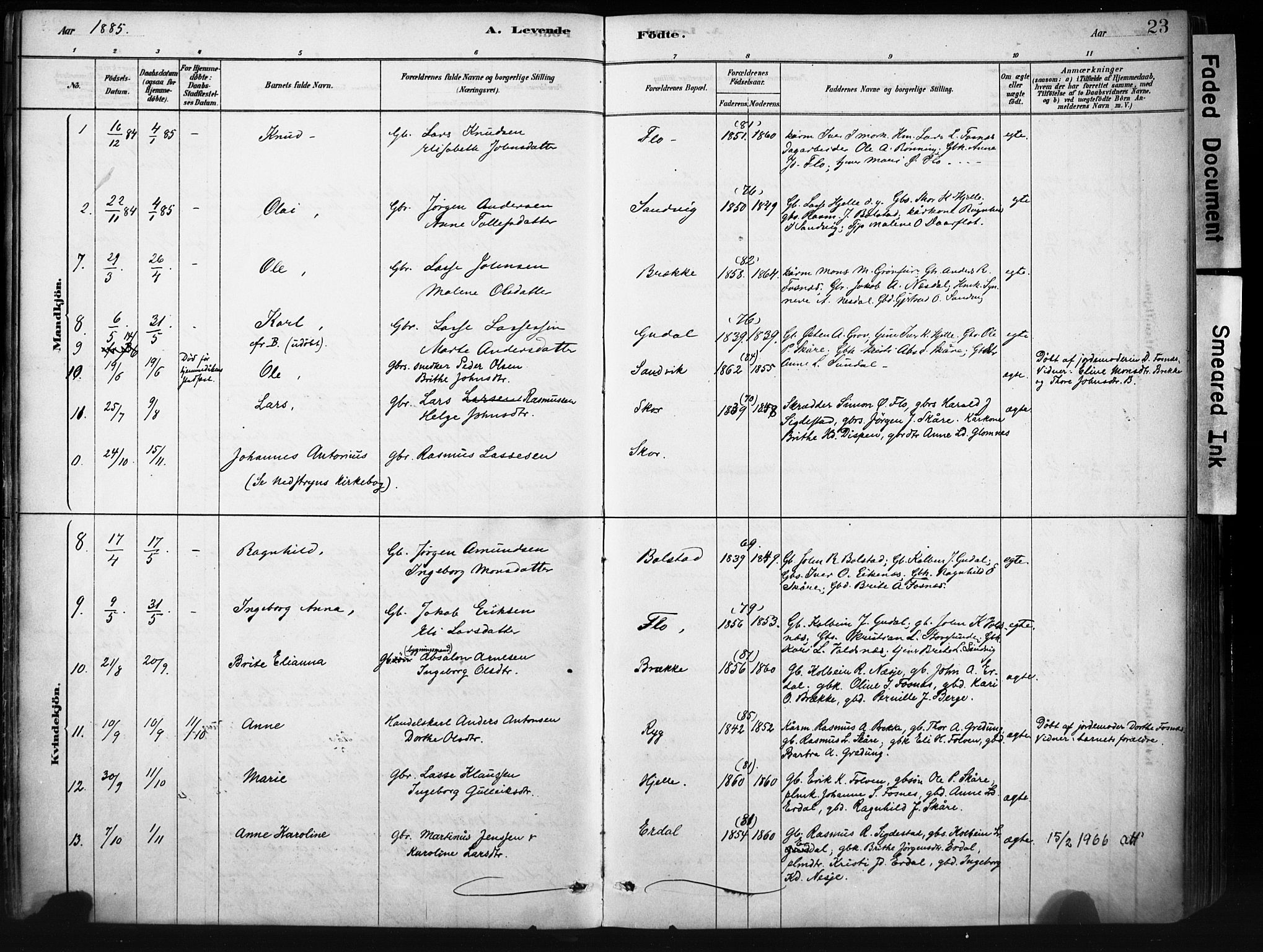 Stryn Sokneprestembete, AV/SAB-A-82501: Ministerialbok nr. D 1, 1878-1907, s. 23