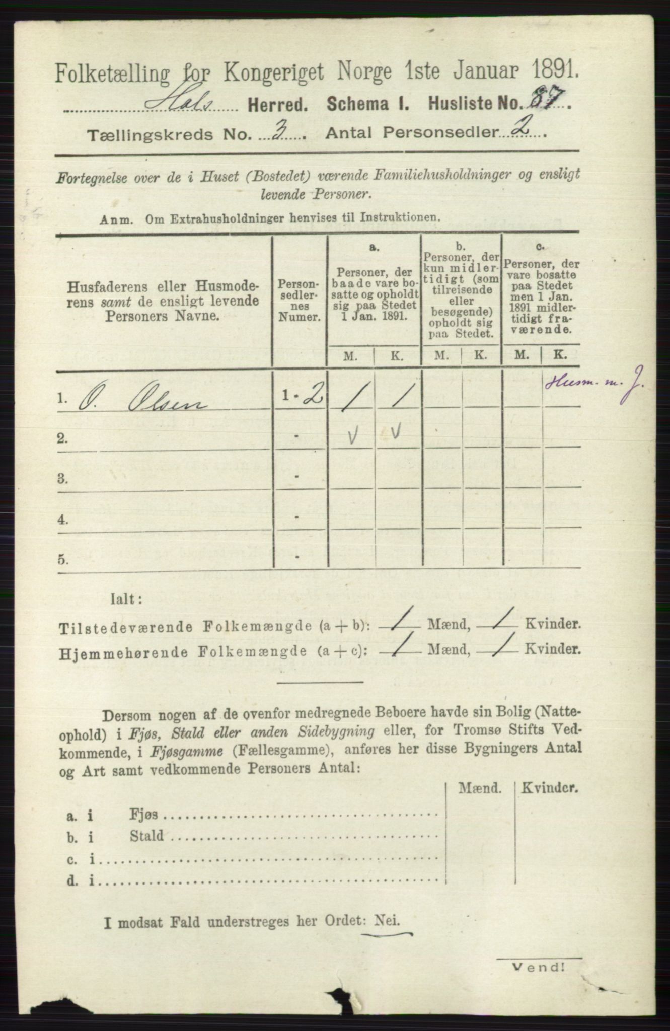 RA, Folketelling 1891 for 0620 Hol herred, 1891, s. 744