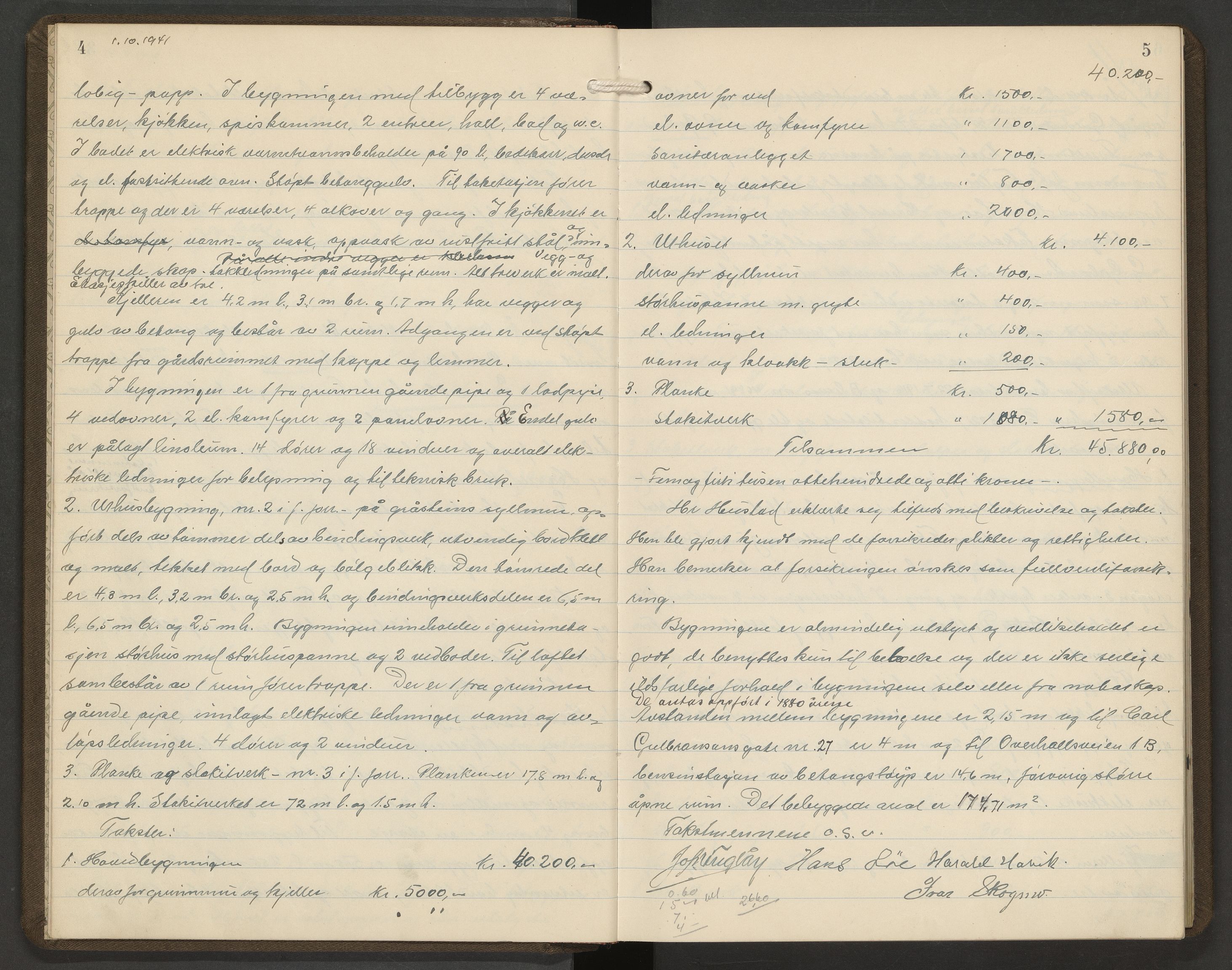 Norges Brannkasse Namsos, AV/SAT-A-5596/Fa/L0003: Branntakstprotokoll, 1941-1944