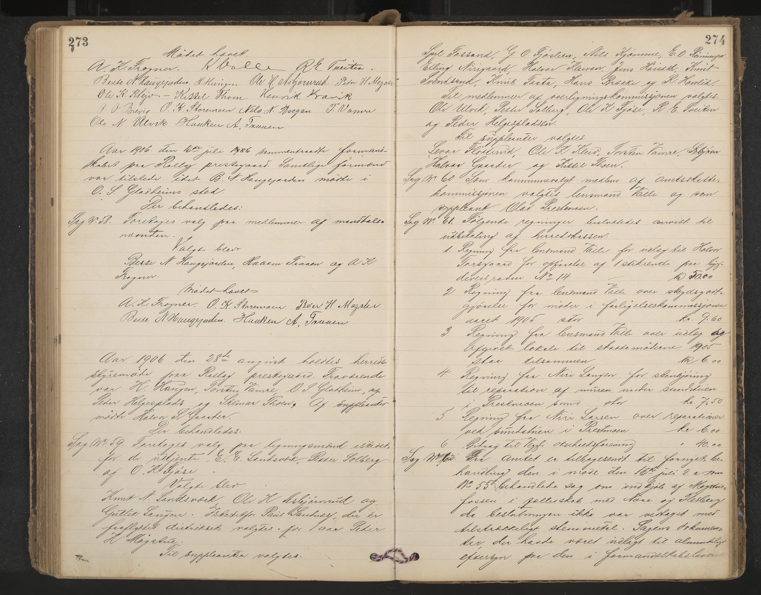 Rollag formannskap og sentraladministrasjon, IKAK/0632021-2/A/Aa/L0004: Møtebok, 1897-1909, s. 273-274