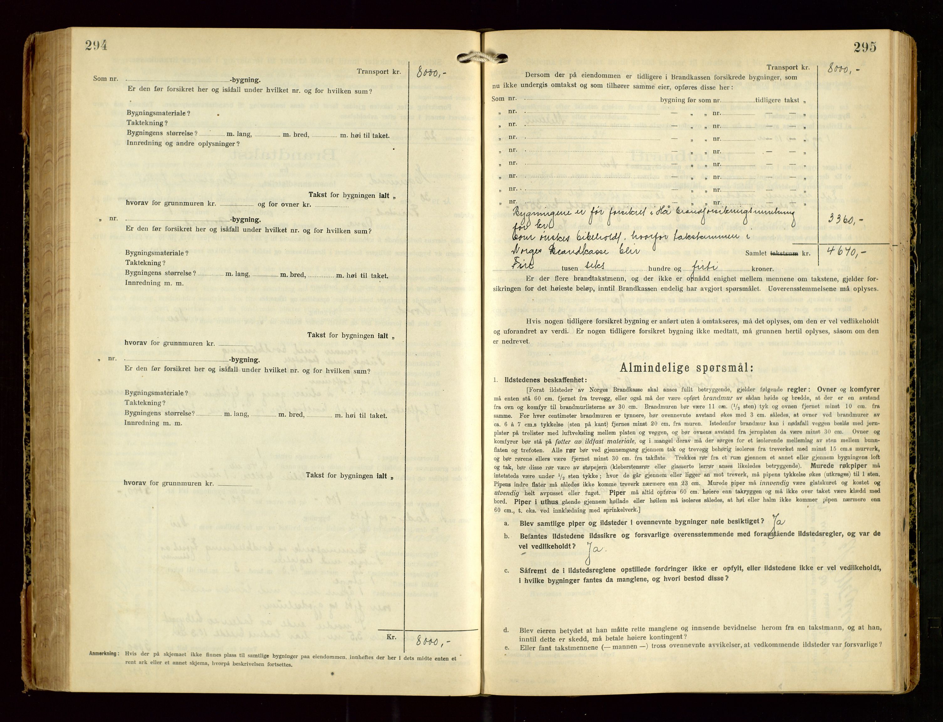 Eigersund lensmannskontor, AV/SAST-A-100171/Gob/L0005: "Brandtakstprotokoll", 1925-1934, s. 294-295