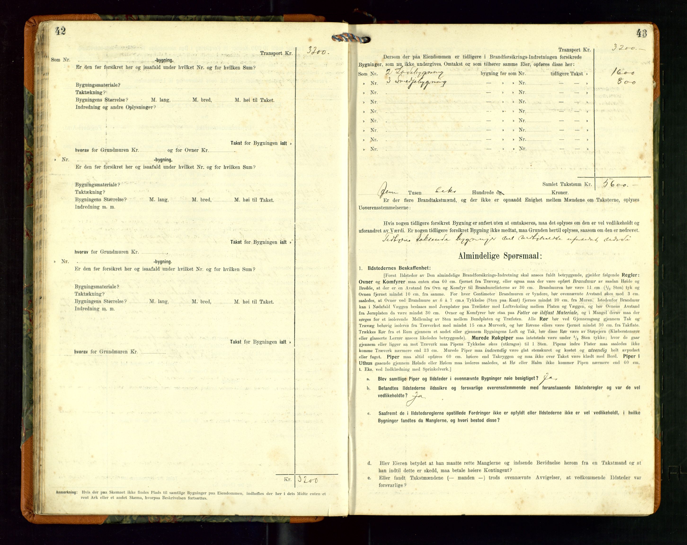 Hå lensmannskontor, AV/SAST-A-100456/Goa/L0004: Takstprotokoll (skjema), 1911-1926, s. 42-43