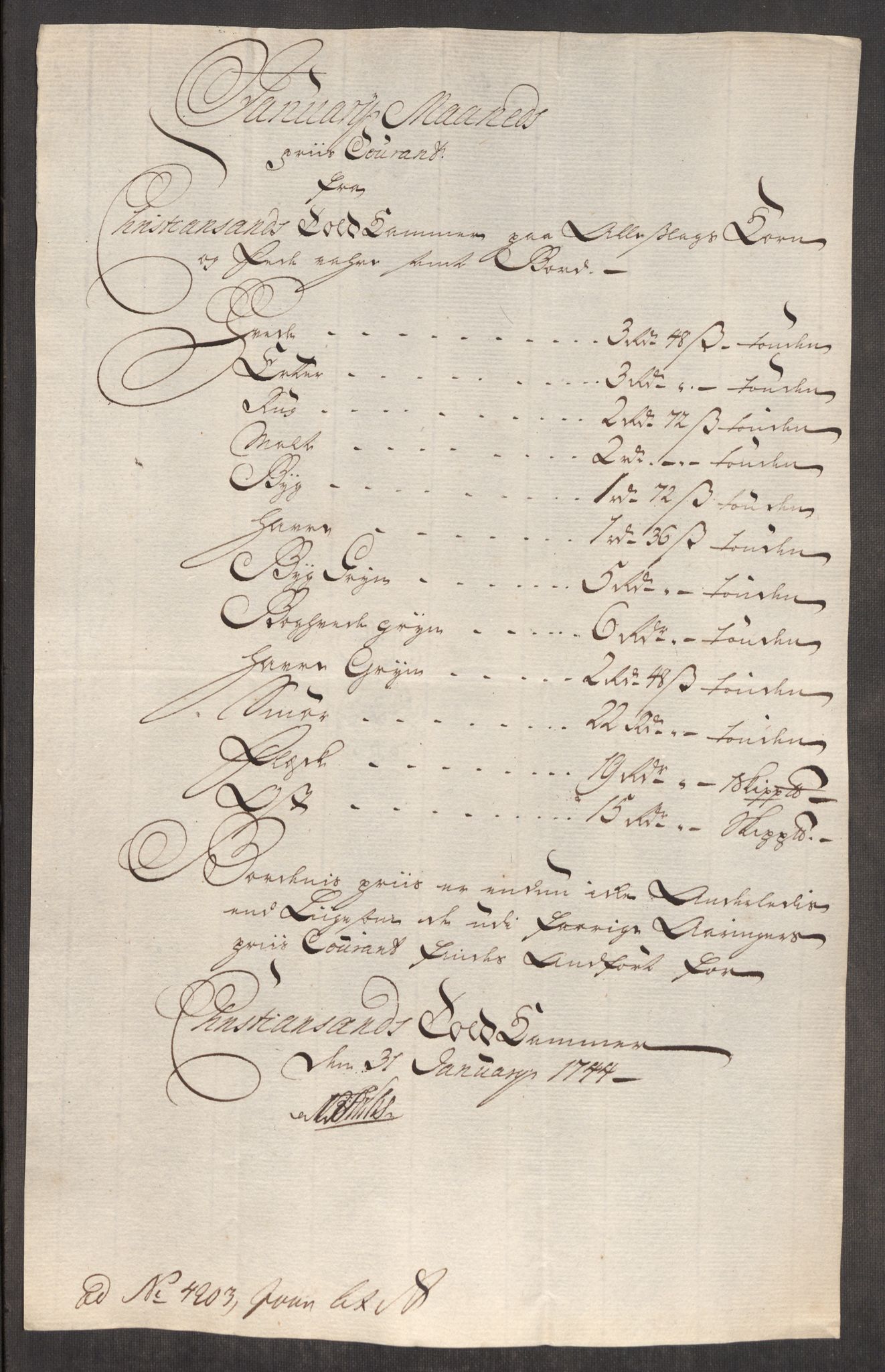 RA, Rentekammeret inntil 1814, Realistisk ordnet avdeling, Oe/L0002: [Ø1]: Priskuranter, 1740-1744, s. 980