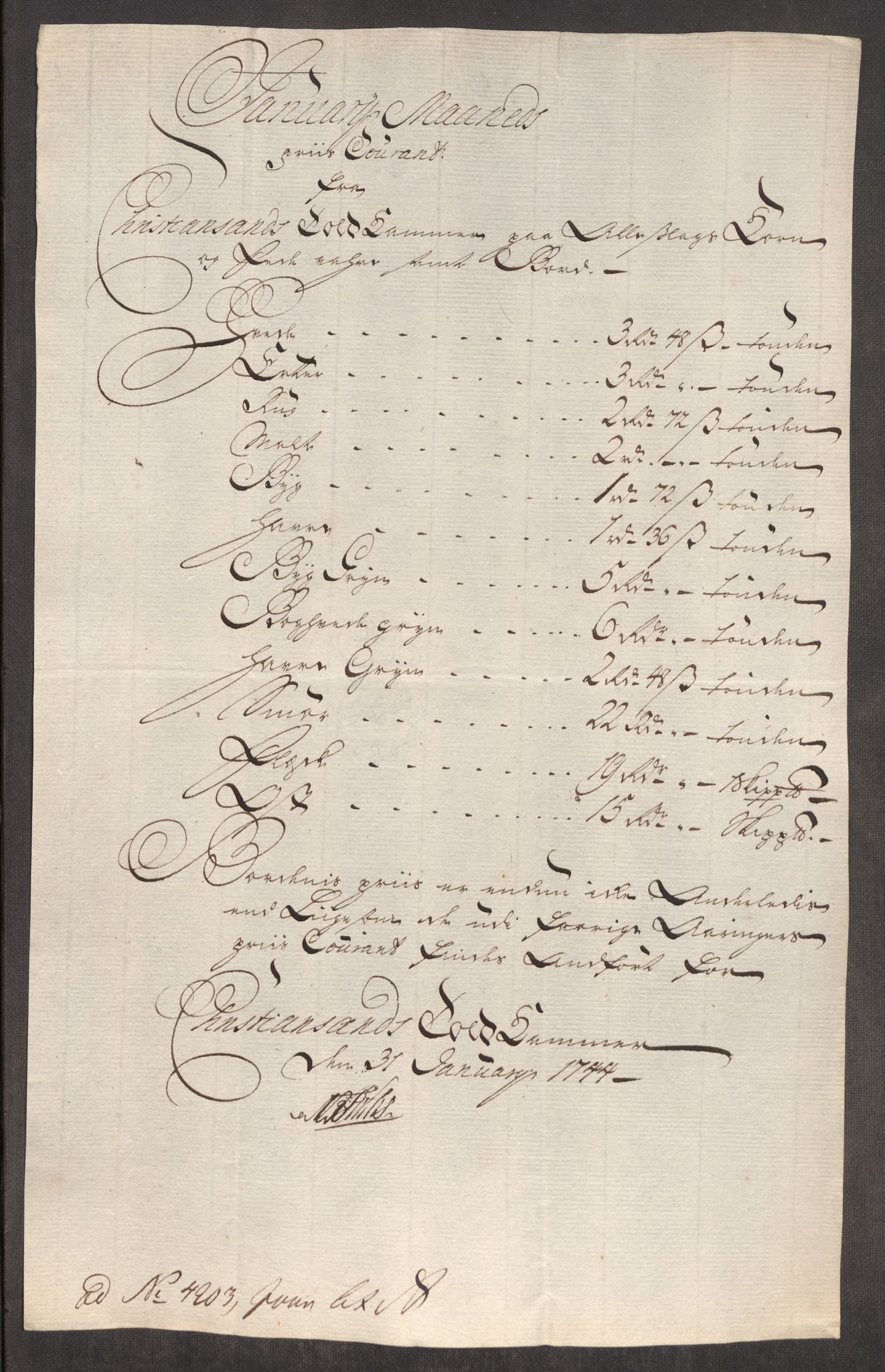 Rentekammeret inntil 1814, Realistisk ordnet avdeling, AV/RA-EA-4070/Oe/L0002: [Ø1]: Priskuranter, 1740-1744, s. 980